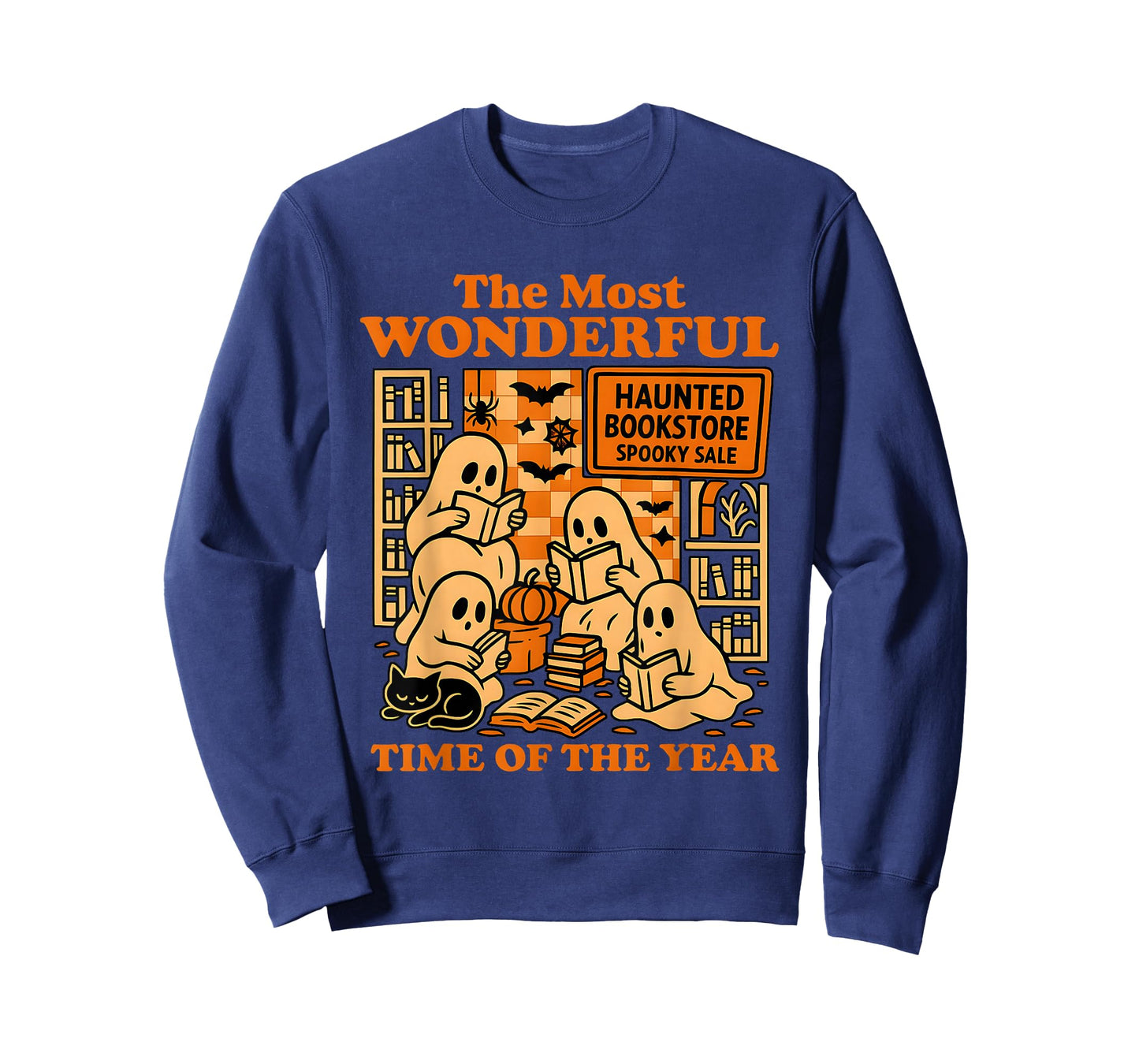 Ghosts Reading Books Haunted Bookstore Halloween Cozy T-Shirt