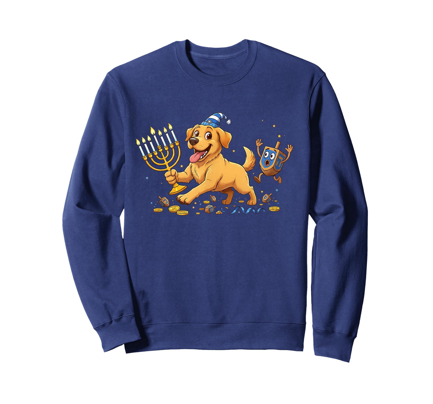 Labrador Retriever Dreidel Menorah Hanukkah Kids Womens Mens T-Shirt