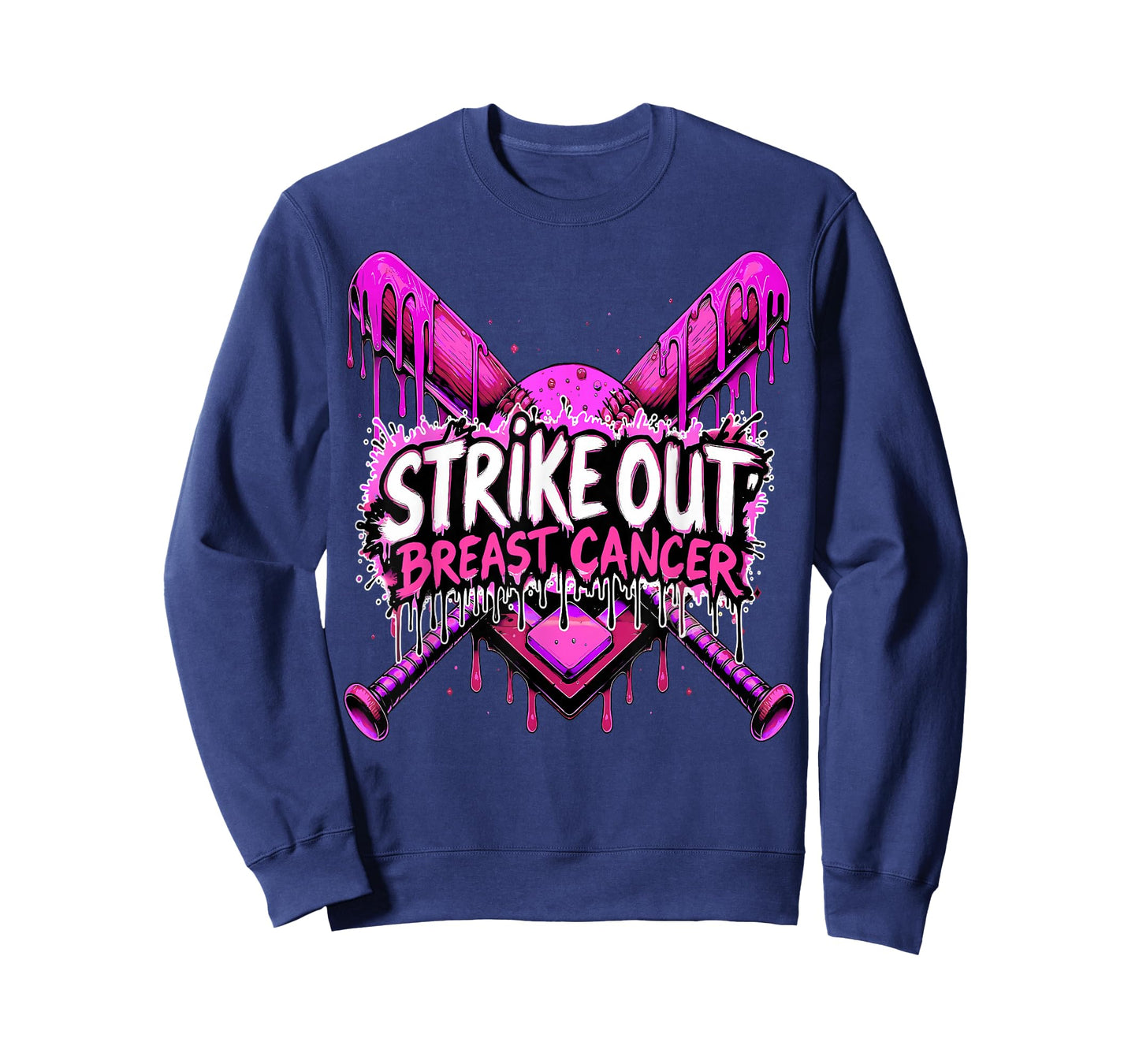 Strike Out Breast Cancer Baseball Softball Drip Home Plate T-Shirt