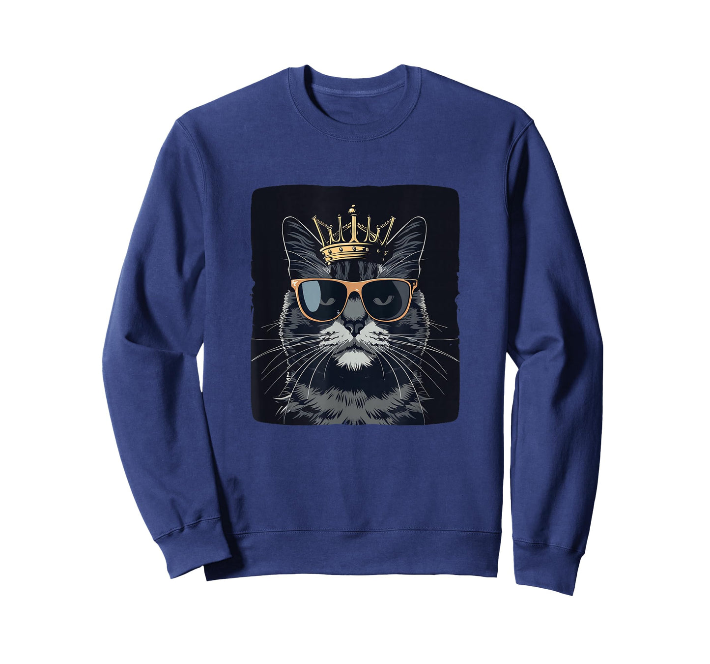 Funny Sunglasses Cat King with a Silly Crown T-Shirt