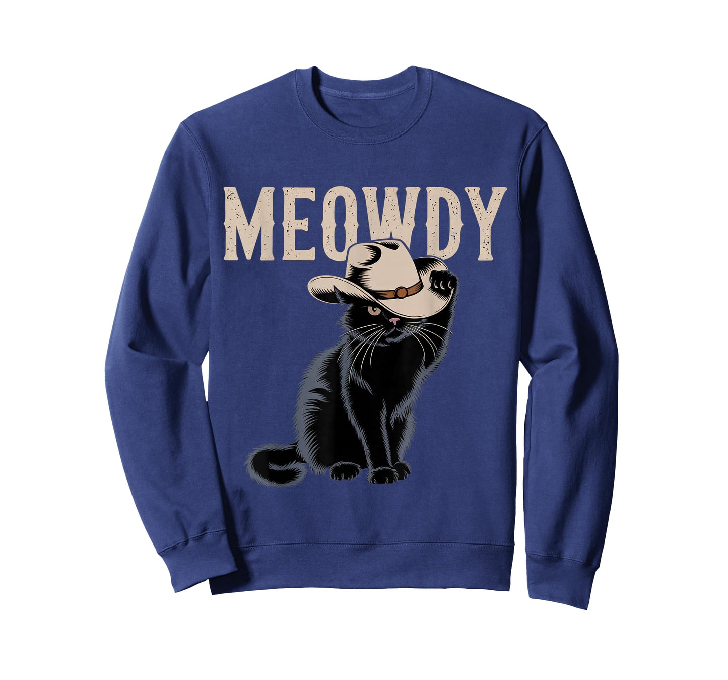 Funny Meowdy Country Music Cat Cowboy Hat Vintage T-Shirt