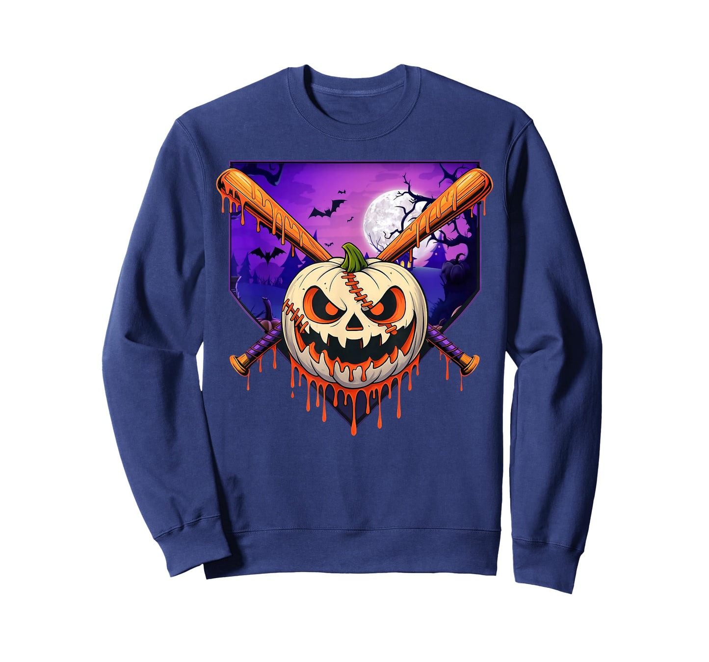 Baseball Dripping Home Plate Spooky Season Pumpkin Boys T-Shirt