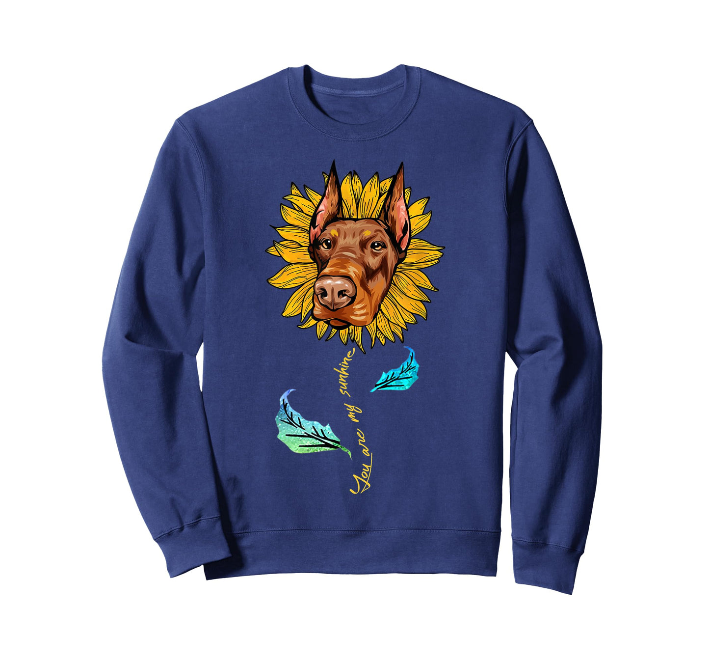 Sunflower Doberman head Funny Dog T-Shirt