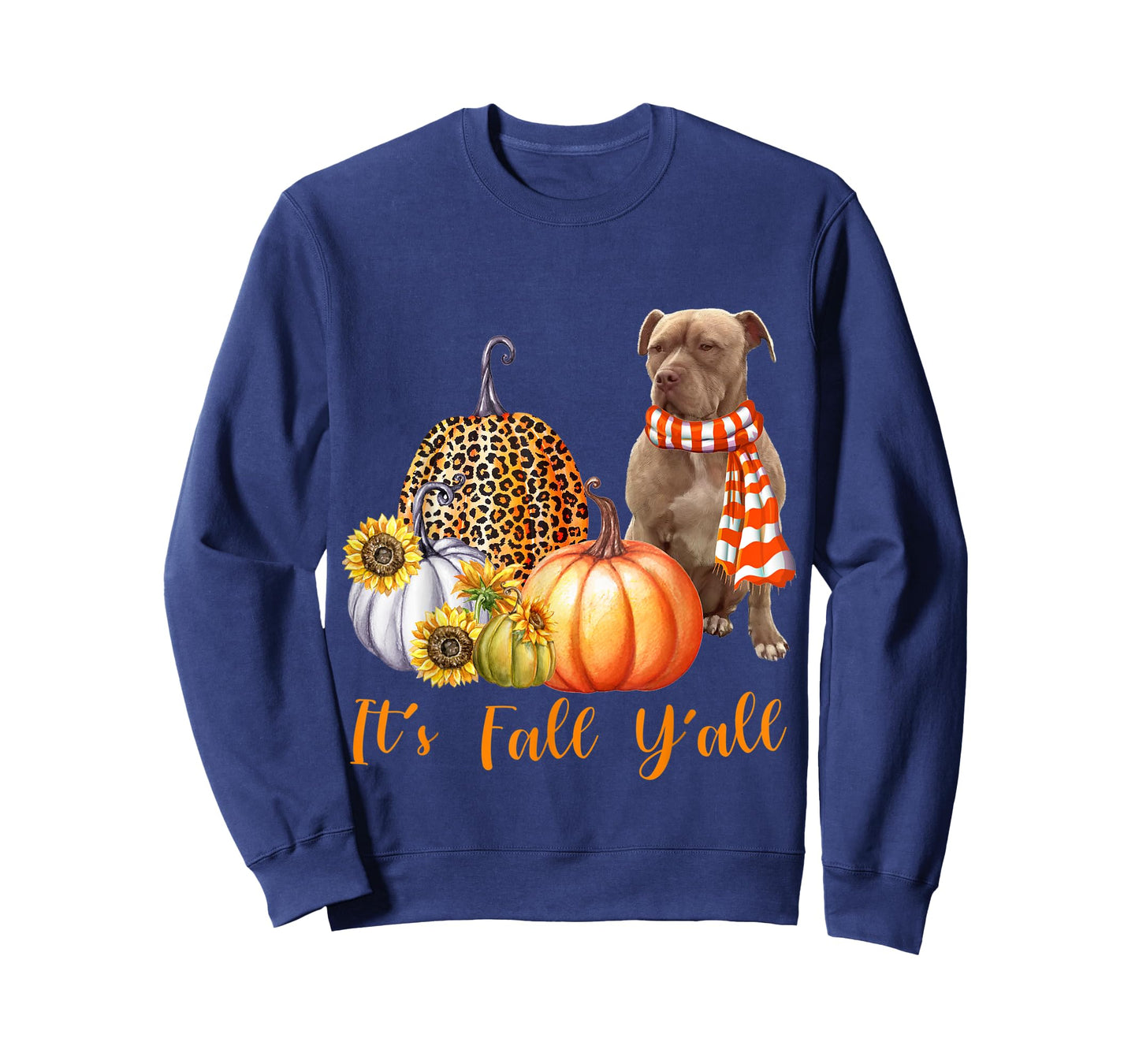 It's Fall Y'all Pitbull Dog Leopard Pumpkin Fall T-Shirt