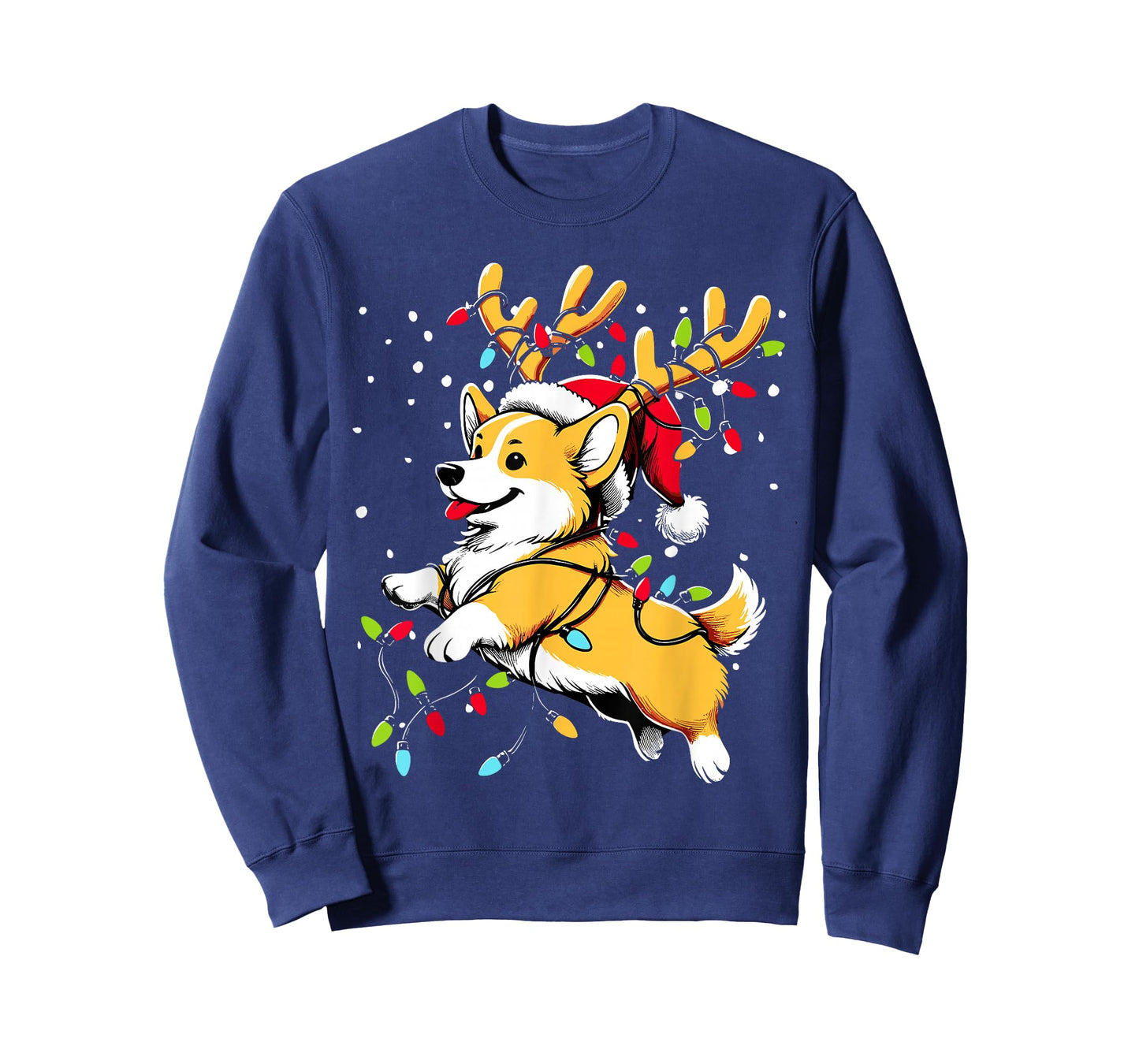 Corgi Santa Christmas Tree Lights, Funny Ugly Pajamas Women T-Shirt