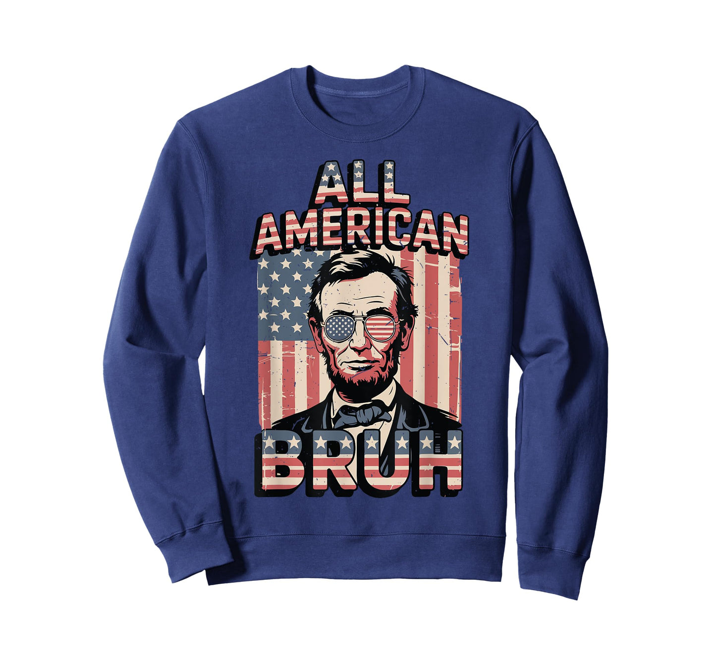 4th July All American Bruh Abraham Lincoln Teen Boy USA Flag T-Shirt
