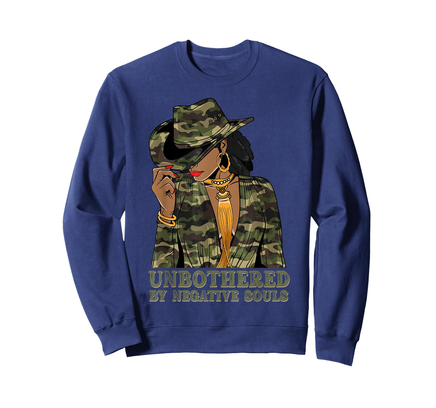 Unbothered Western Black Cowgirl Camo Camoflauge Afro Woman T-Shirt