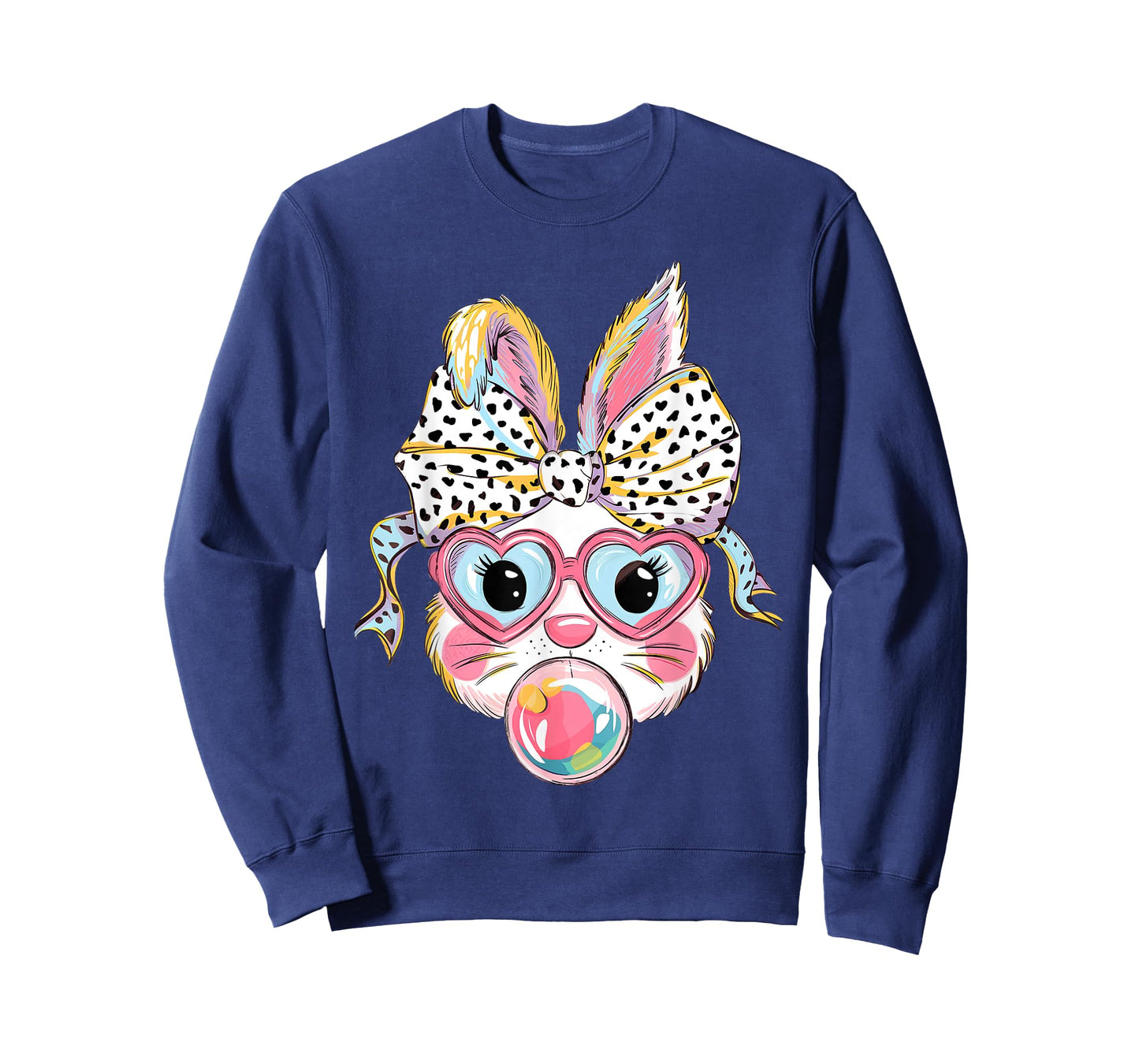 Cute Bunny Rabbit Face Tie Dye Glasses Girl Happy Easter Day T-Shirt