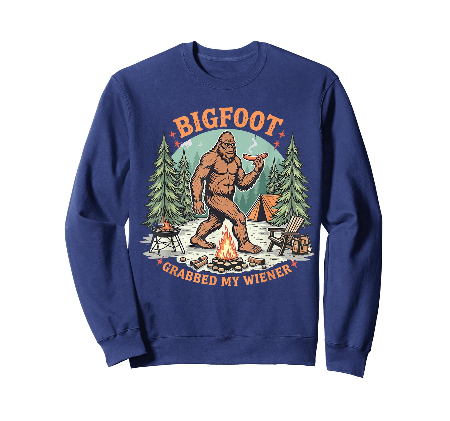 Funny Bigfoot Meme Sasquatch Men Bigfoot Grabbed My Wiener T-Shirt