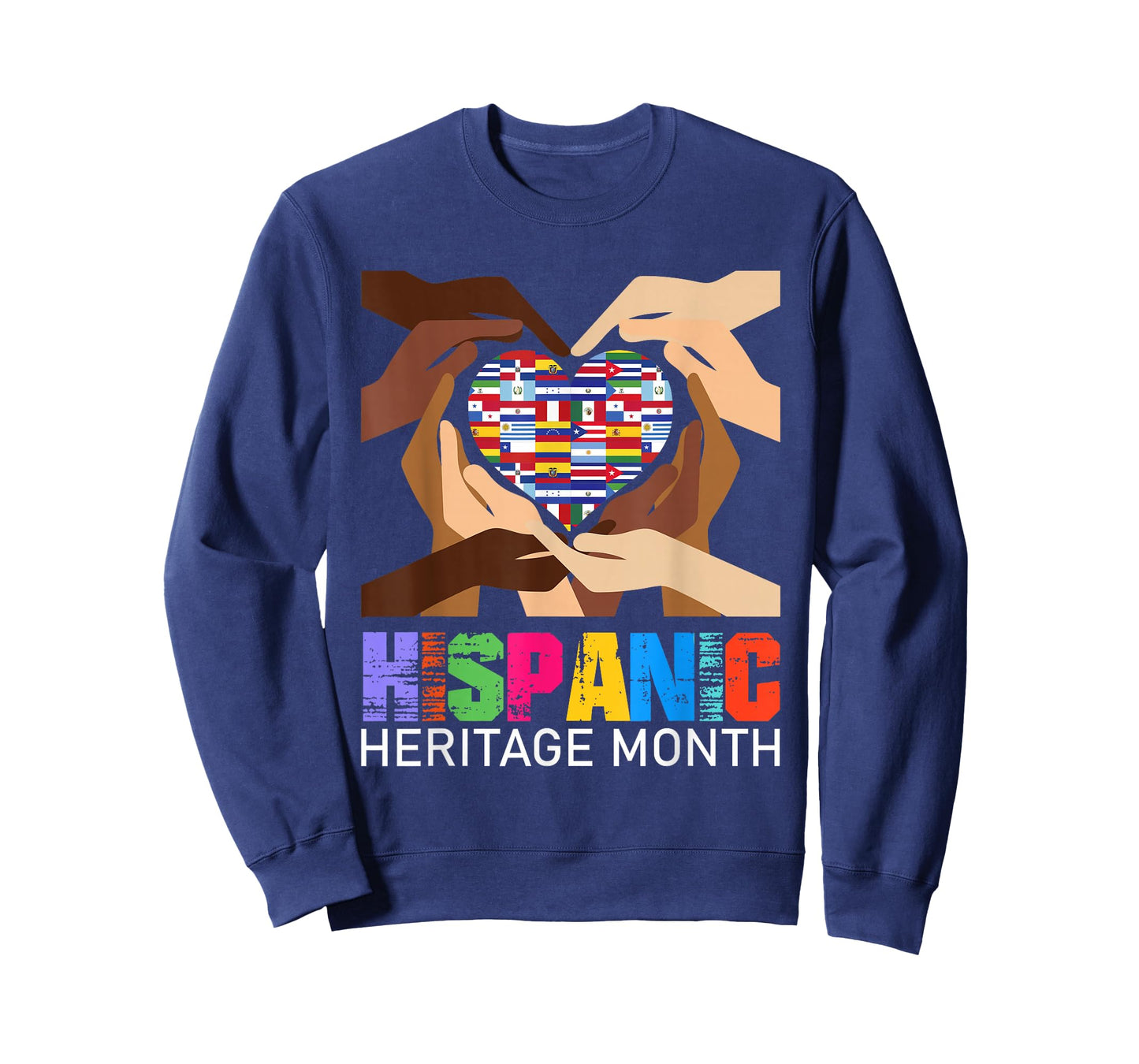 Hispanic Heritage Month Hands Heart Latino Countries Flags T-Shirt