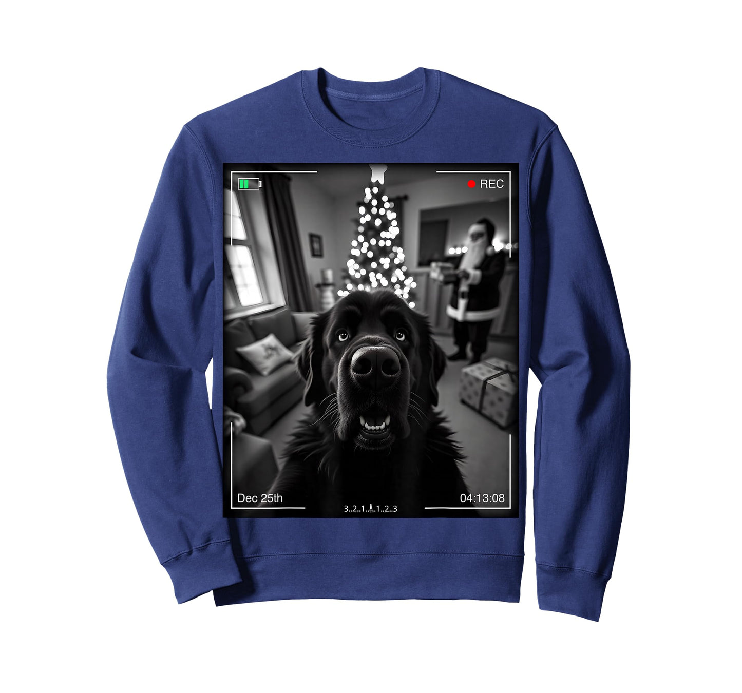 Newfoundland Dog Catches Santa On Camera Xmas T-Shirt