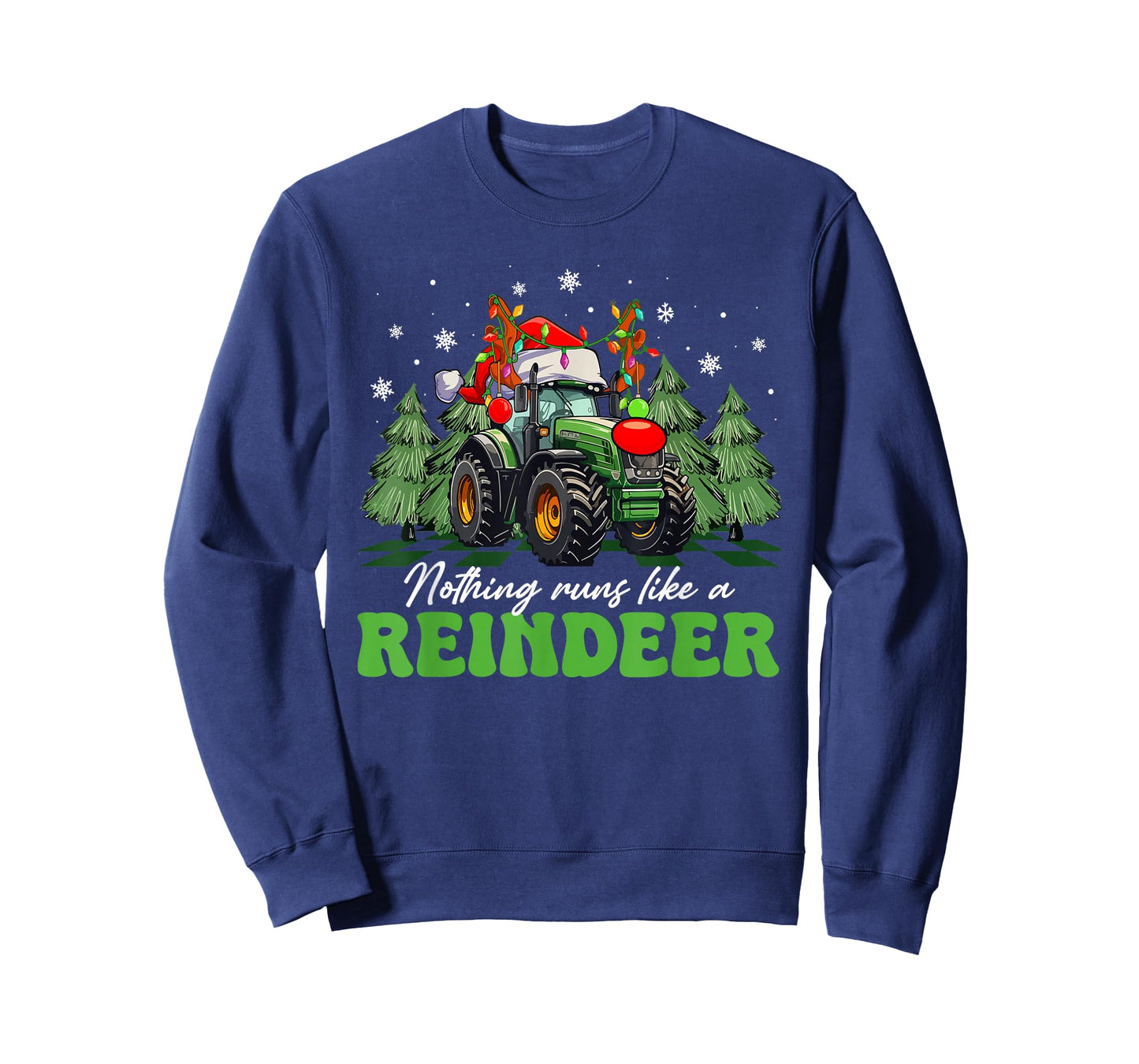 Nothing Runs Like A Reindeer Funny Tractor Christmas T-Shirt