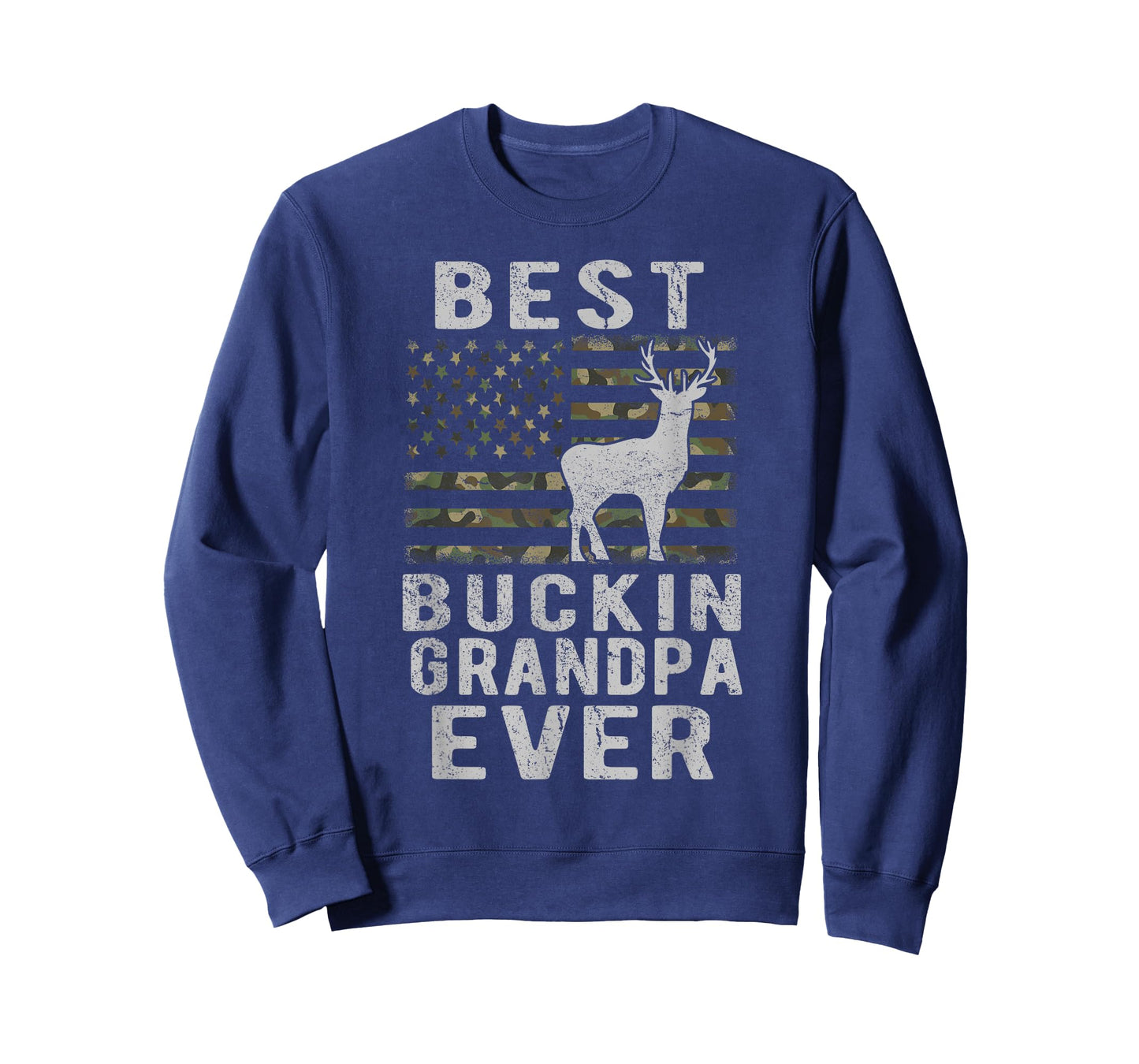 Best Bucking Grandpa Ever Camouflage US Flag Deer Hunting T-Shirt