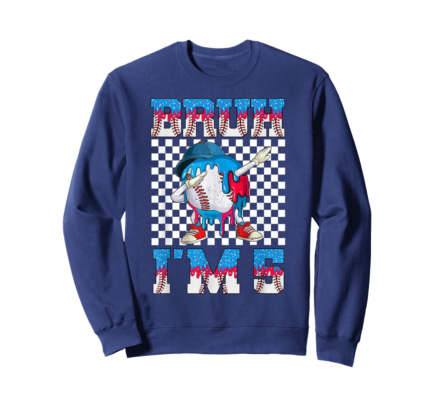 Bruh I'm 5th Birthday Boy Baseball Ice Cream Drip T-Shirt