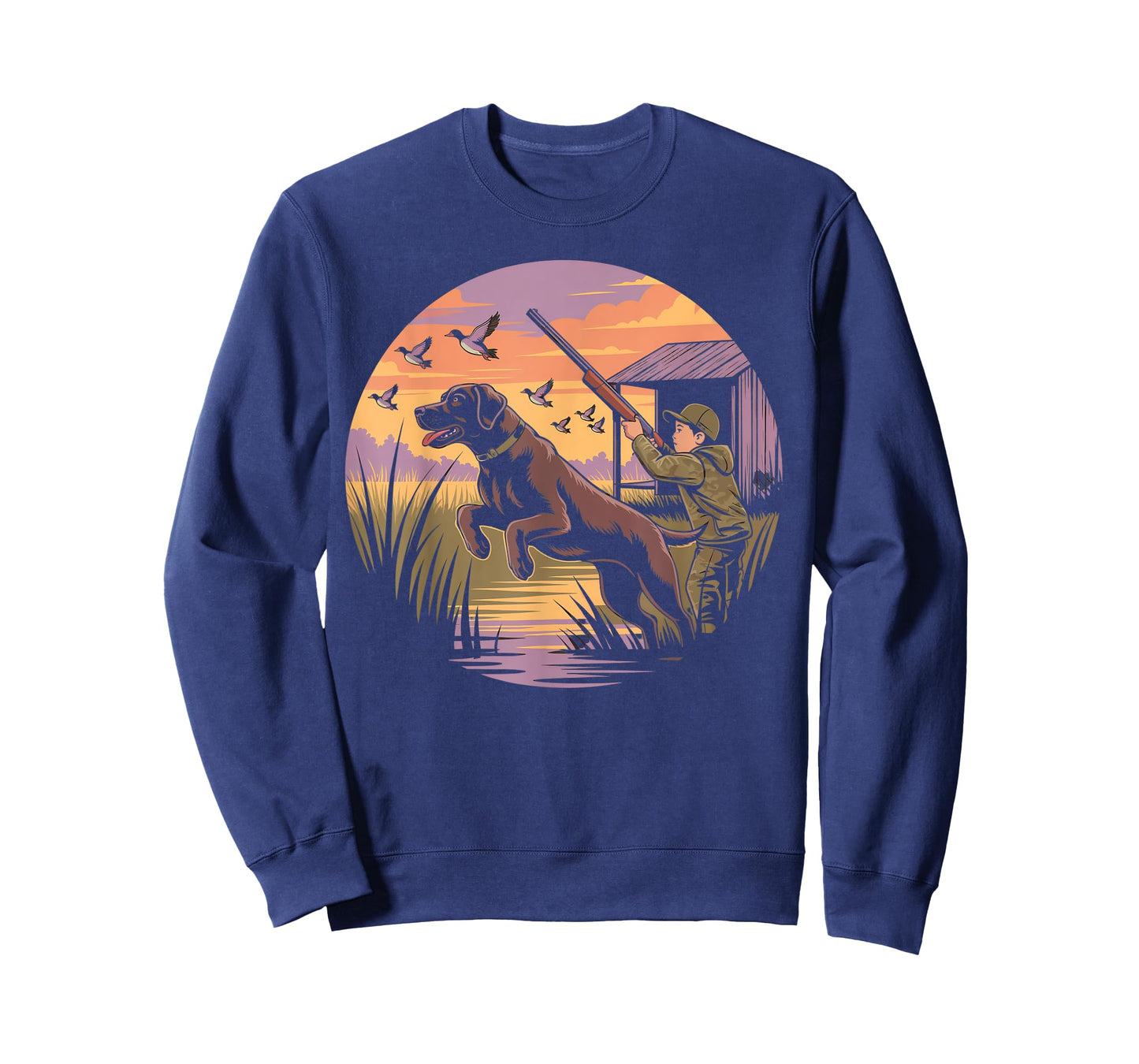 Local Boy Black Lab Marsh Scene Sunset Vintage Country T-Shirt