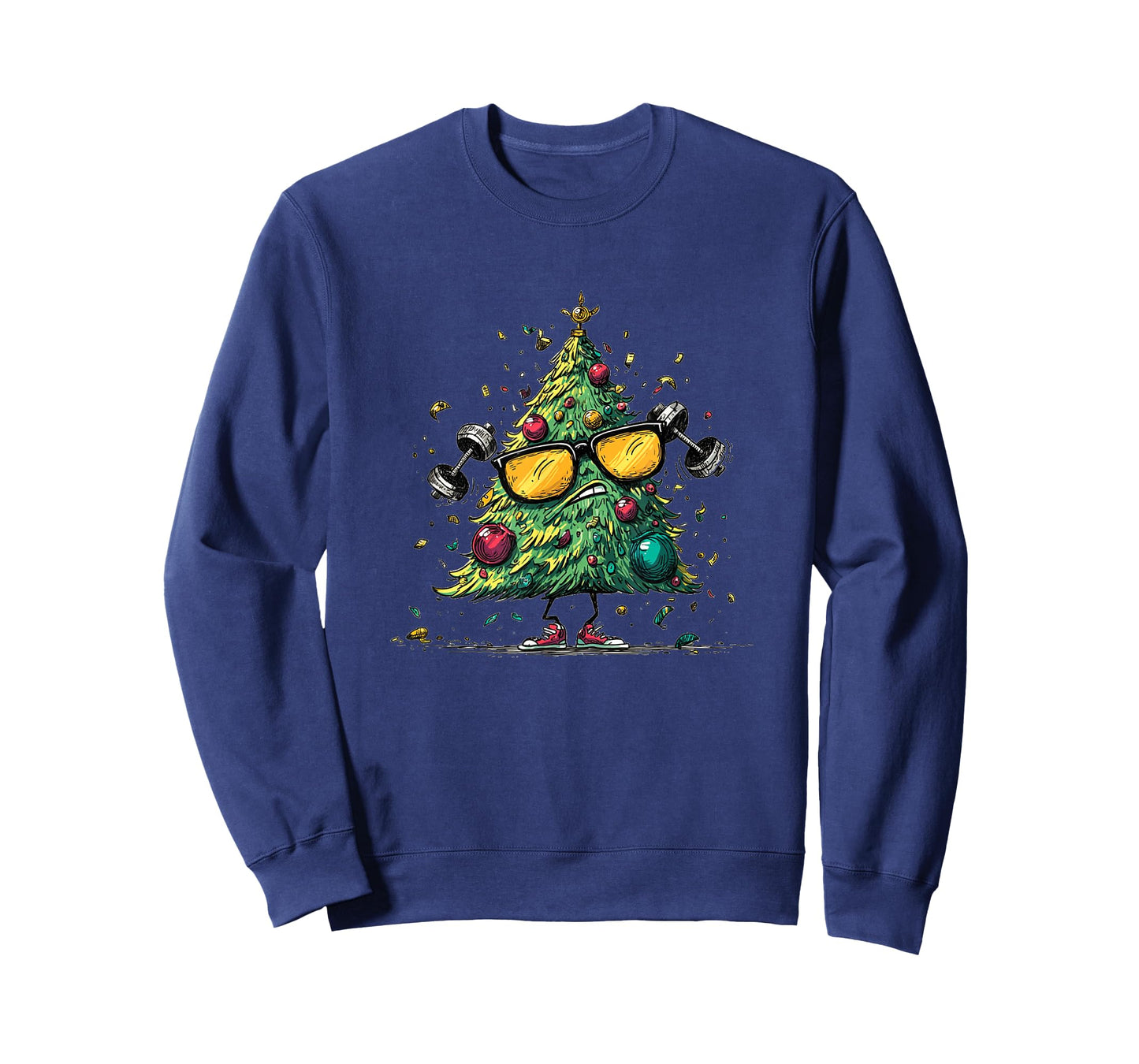 Funny Festive Tree in Sport Look for Gym and Christmas Fans T-Shirt