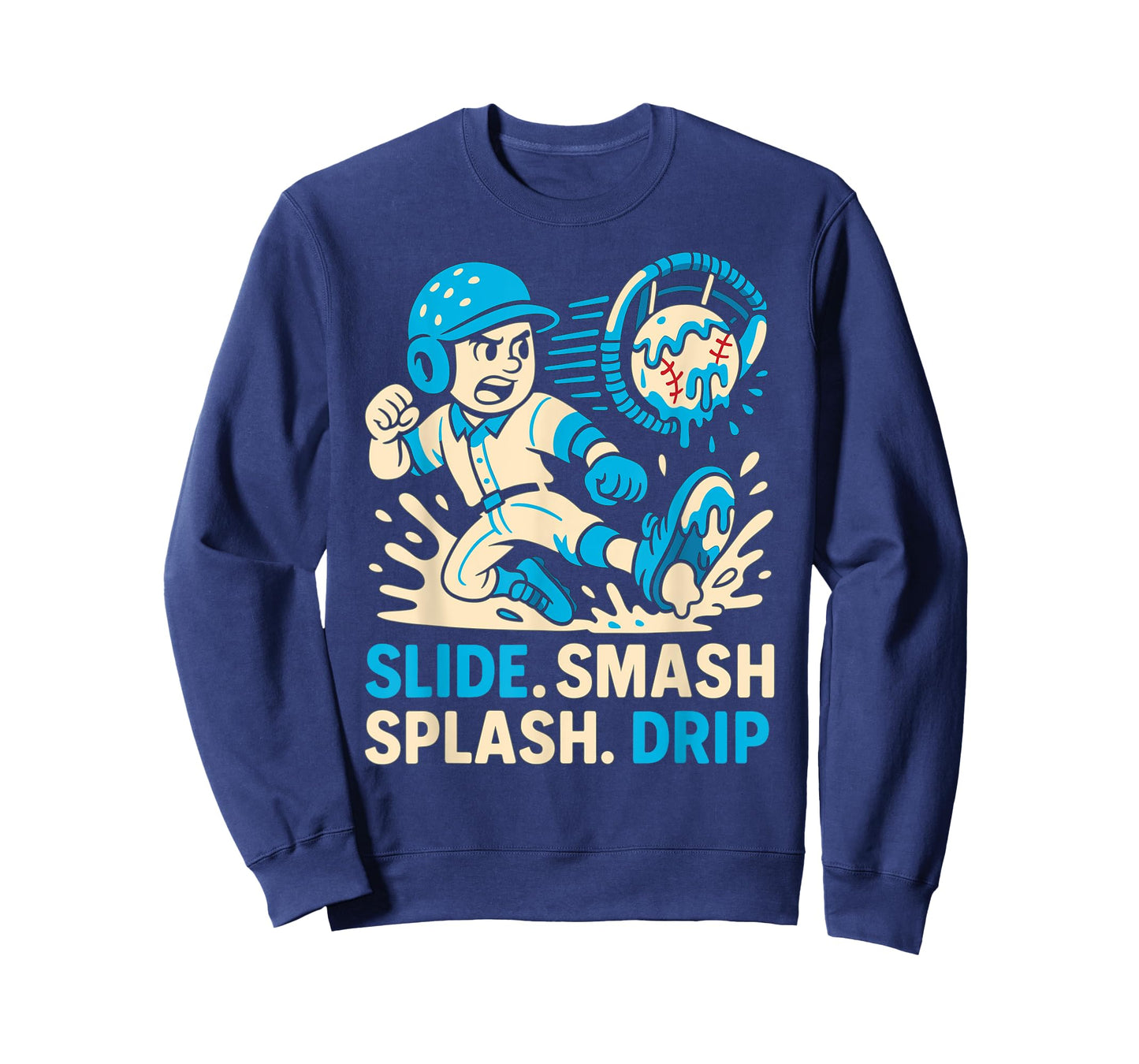 Slide Smash Splash Drip Baseball Boys Home Plate Ice Cream T-Shirt