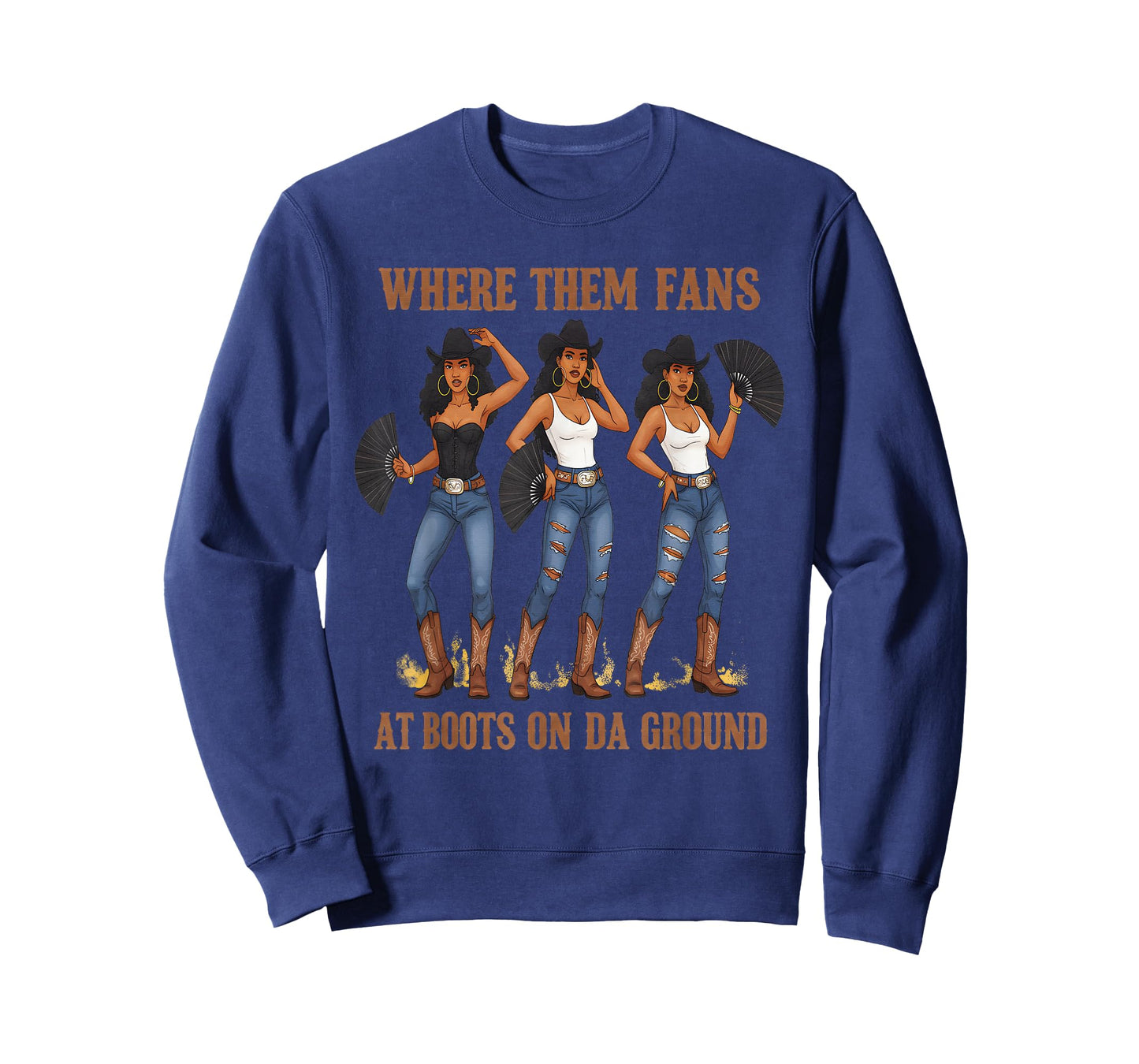 Where Them Fans at Boots On Da Ground Melanin Black Cowgirl T-Shirt