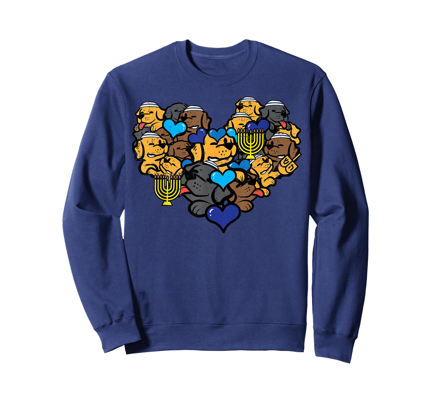 Hanukkah Dog Faces Heart Chanukah Jewish Pet Women Kids Men T-Shirt