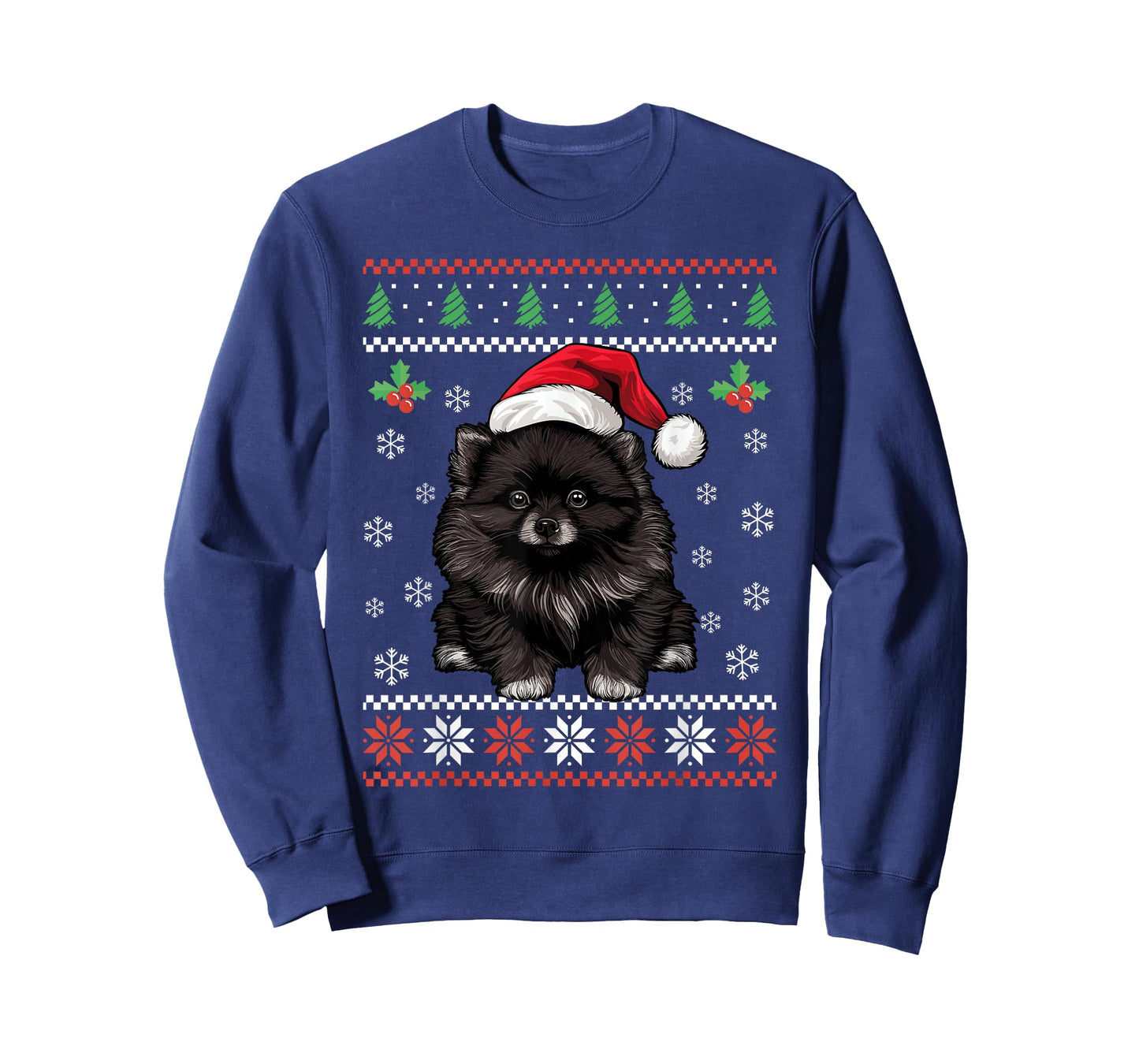 Black Pomeranian Ugly Christmas Sweater Xmas For Adults Kids T-Shirt