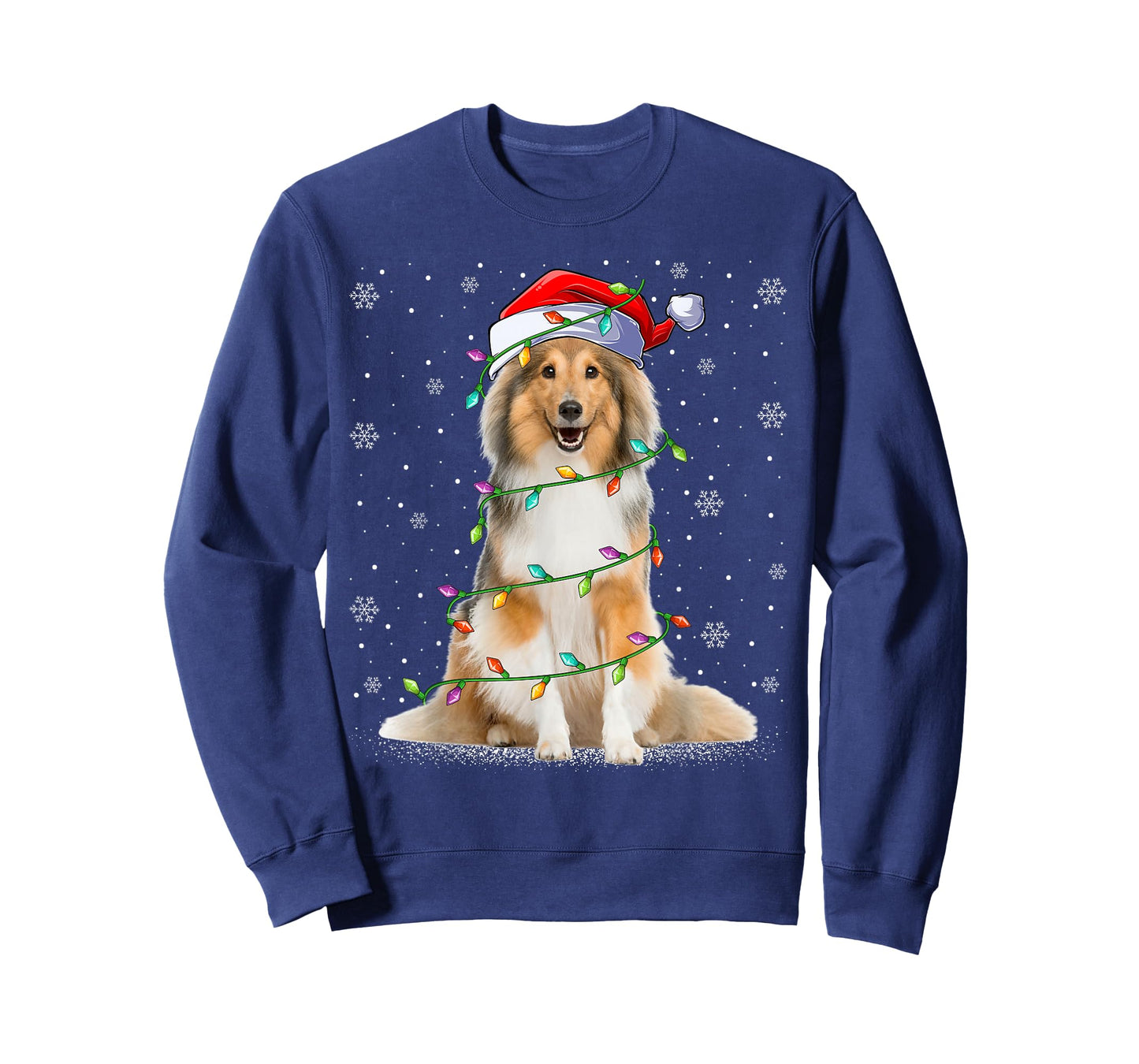Sheltie Dog Lover Xmas Lighting Santa Sheltie Christmas T-Shirt for Men Women Kids