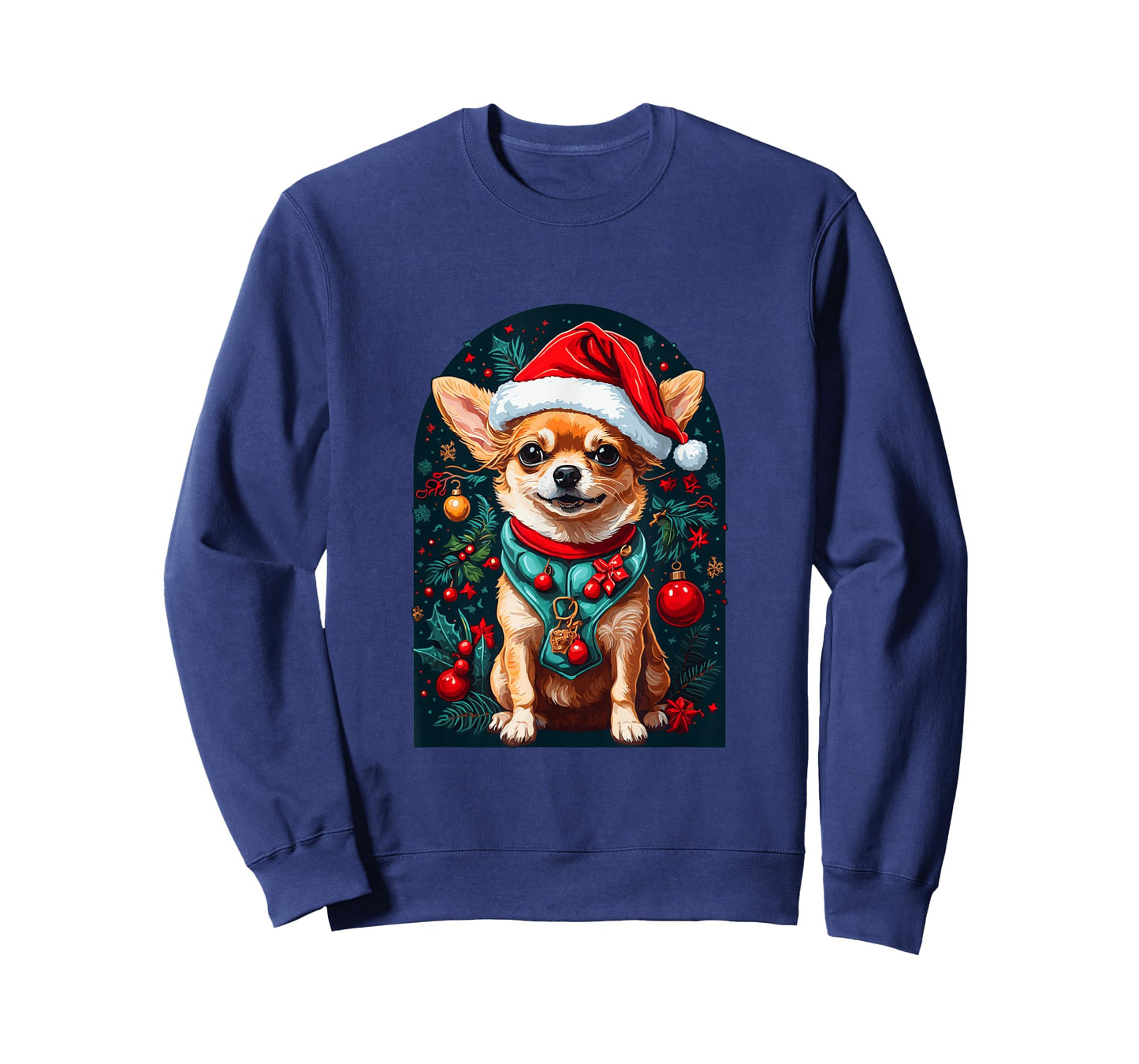 Funny Chihuahua with Santa Hat Xmas T-Shirt
