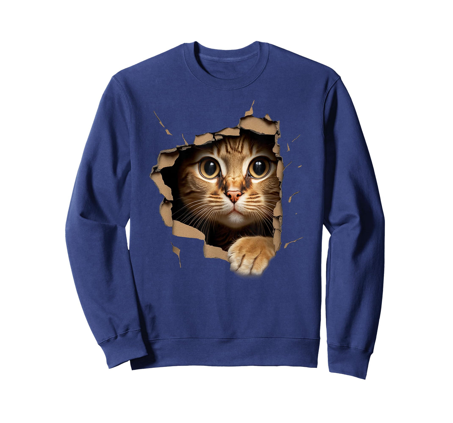 Cute Kitten Looks from Torn Fabric - Cats T-Shirt Small