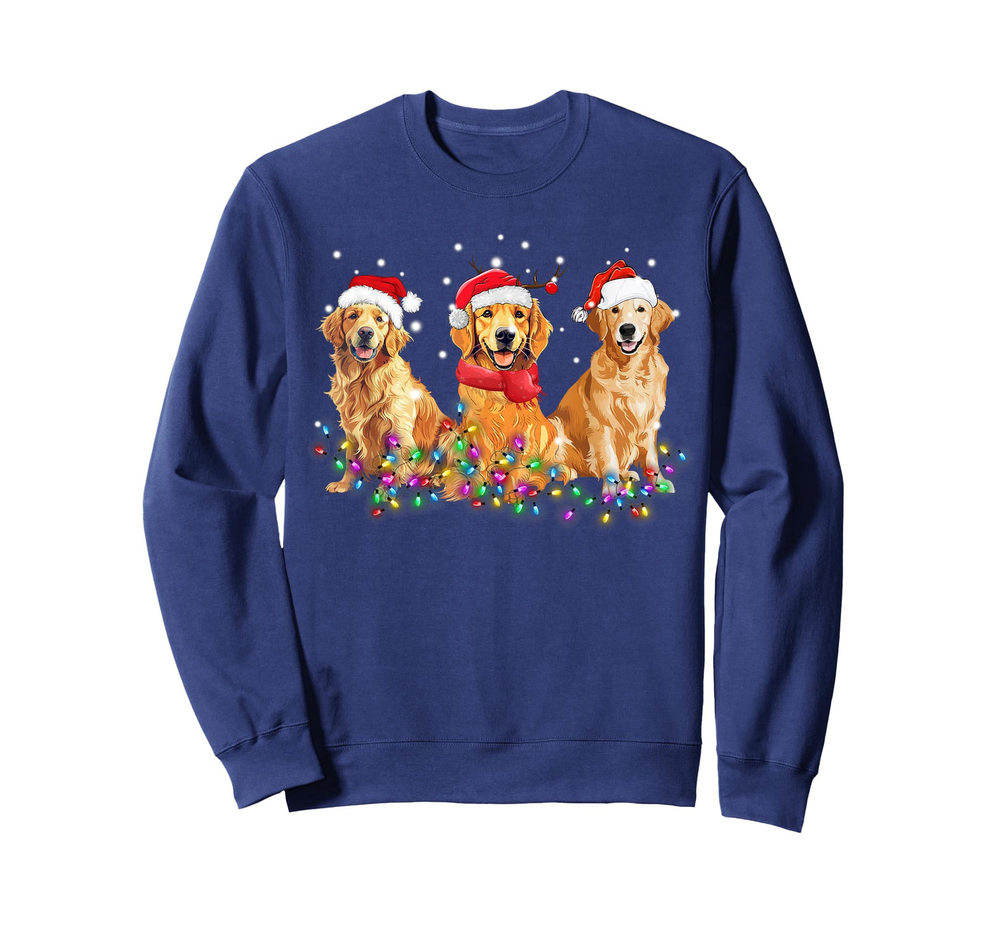 Golden Retriever Dog Christmas Lights Cute Matching Family T-Shirt