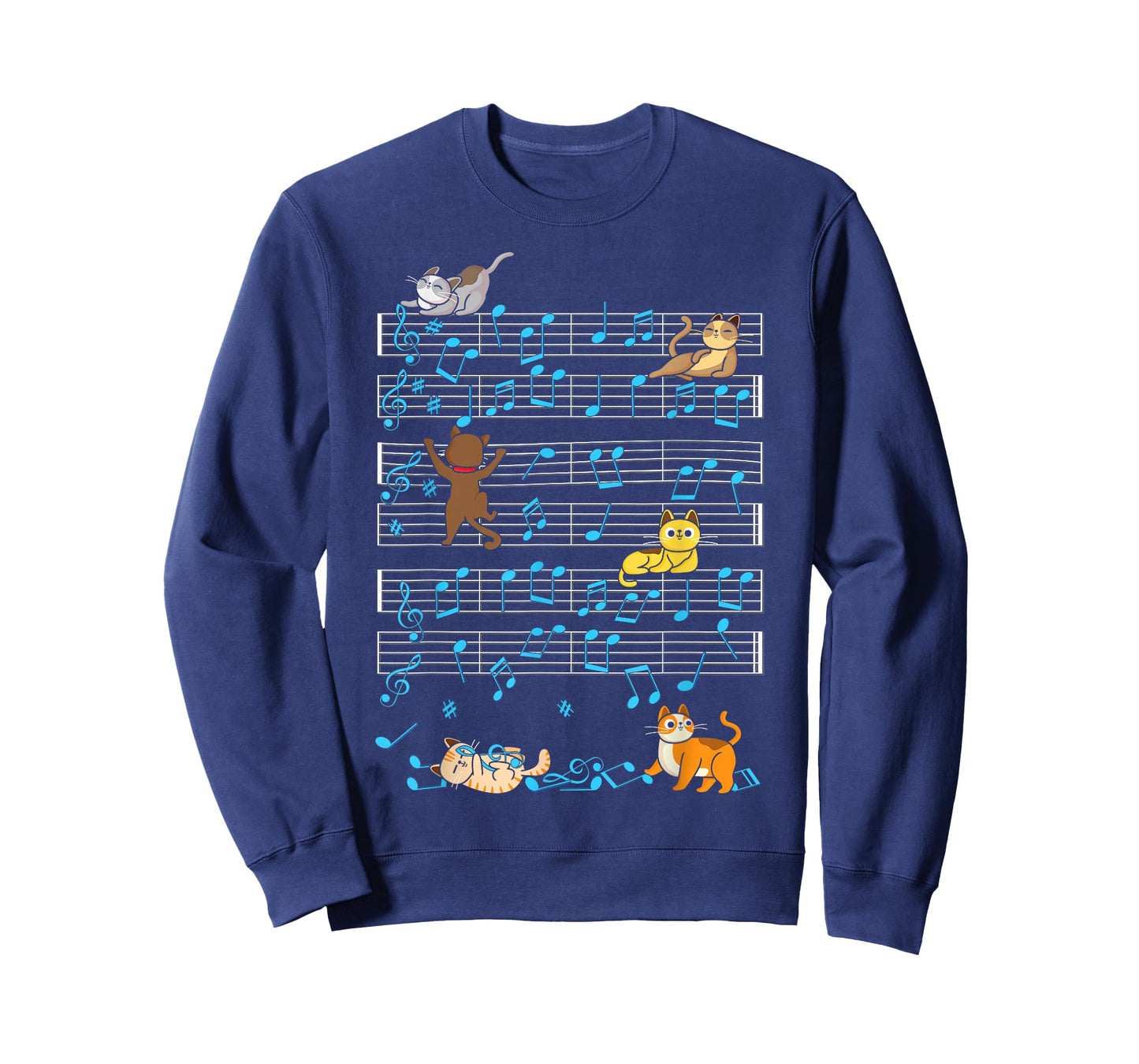Funny Cat Playing Music Note Kitty Cute Musician Kitten Pet T-Shirt