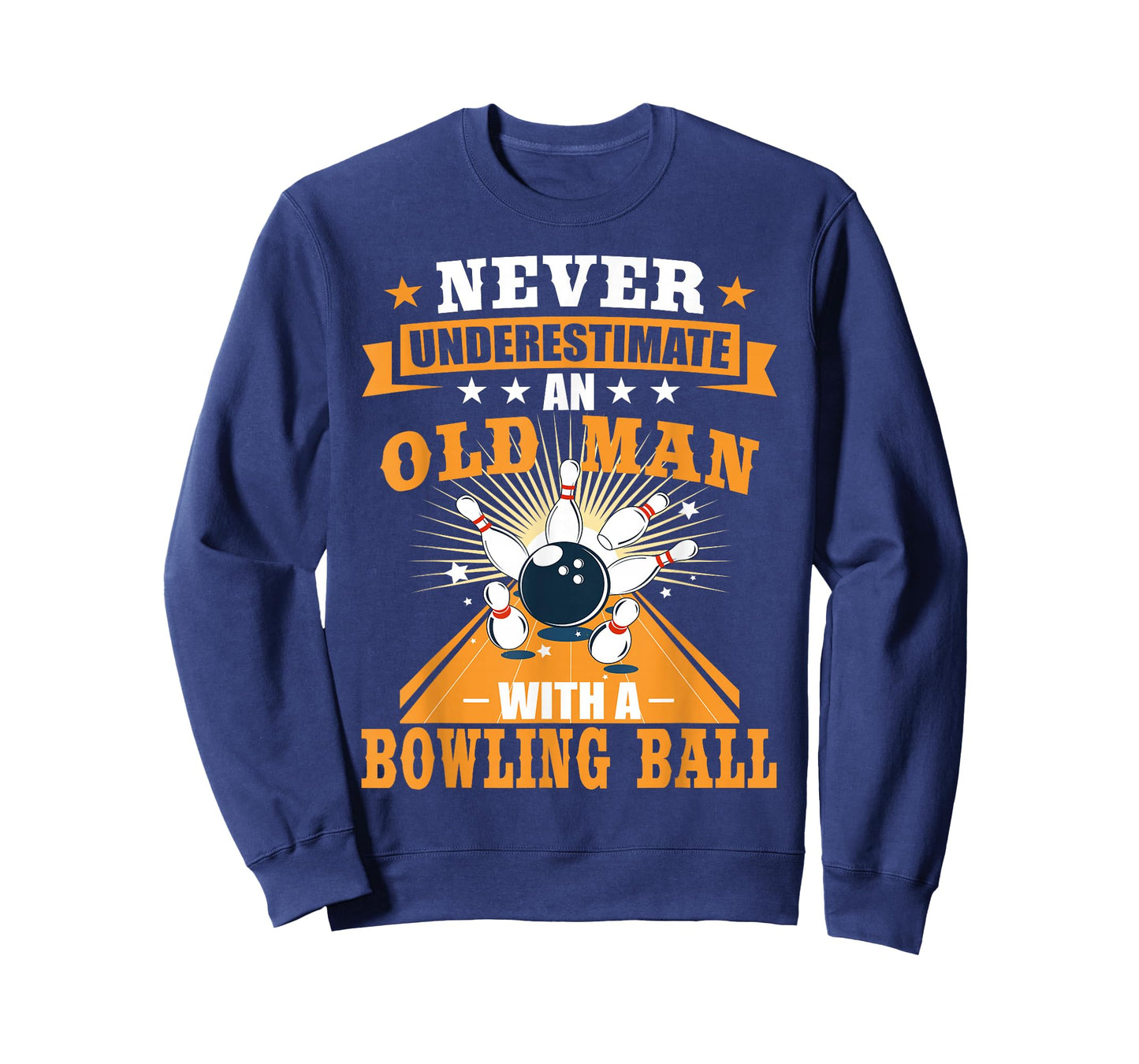 Never Underestimate Old Man Bowling Ball Mens Bowler Bowling T-Shirt