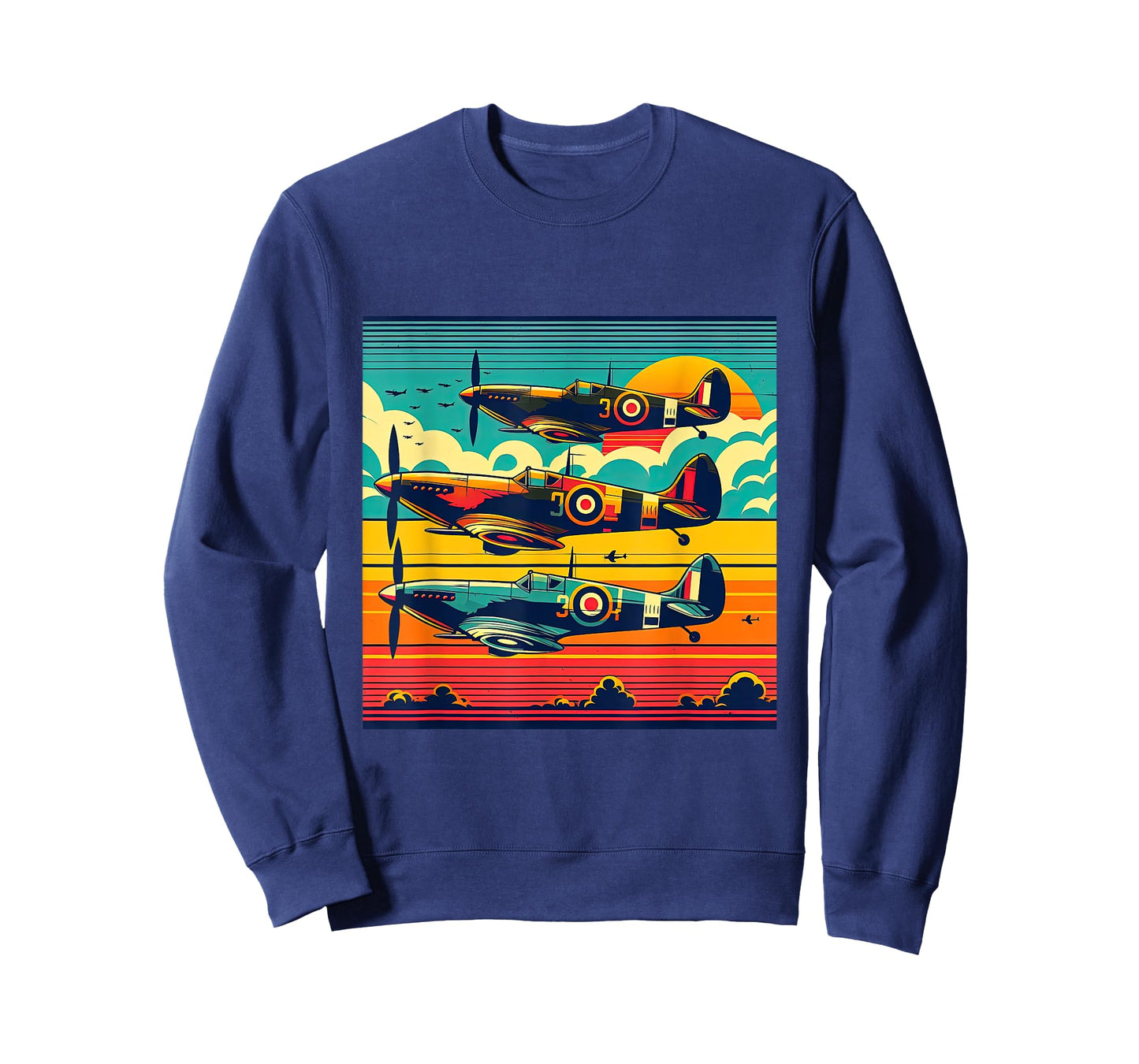 Vintage Style Retro Sunset WW2 Spitfire Supermarine Airplane T-Shirt