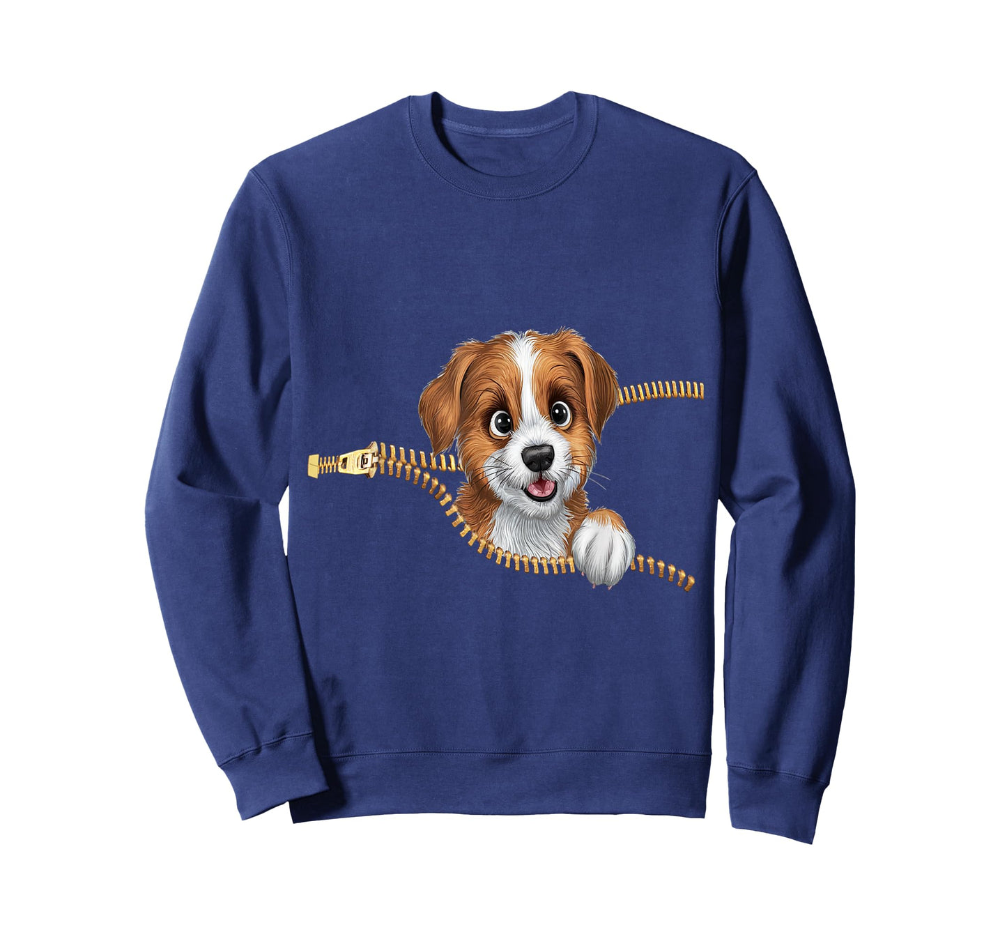 Cute Dog in Pocket Funny Zipper Pocket Graphic Design Puppy T-Shirt