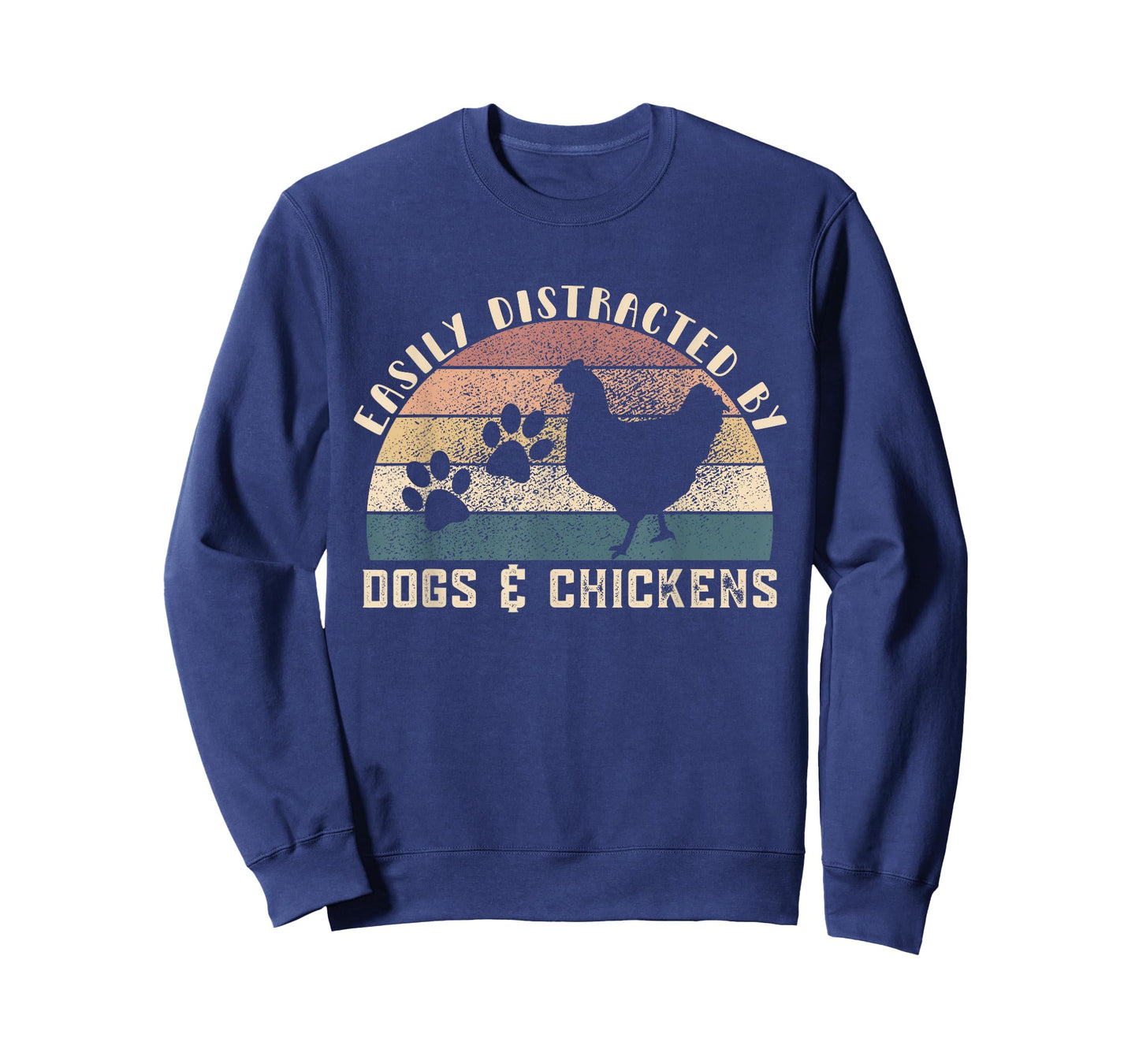 Easily Distracted By Dogs Chickens Retro Funny Chicken Dog T-Shirt