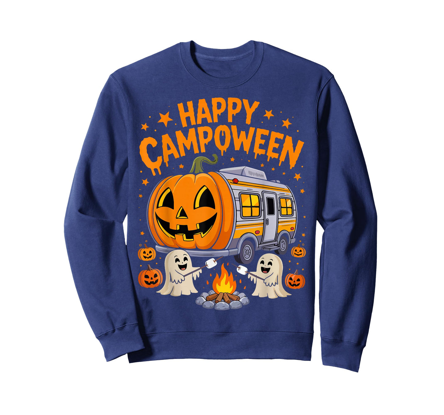 Happy Camp-O-Ween Halloween Camping Ghosts Campfires Retro T-Shirt