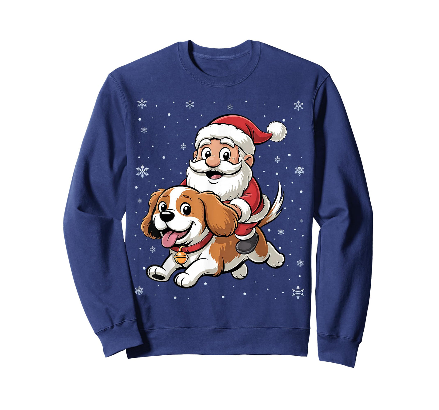 Santa Claus Riding Cavalier King Charles Spaniel Dog Xmas T-Shirt
