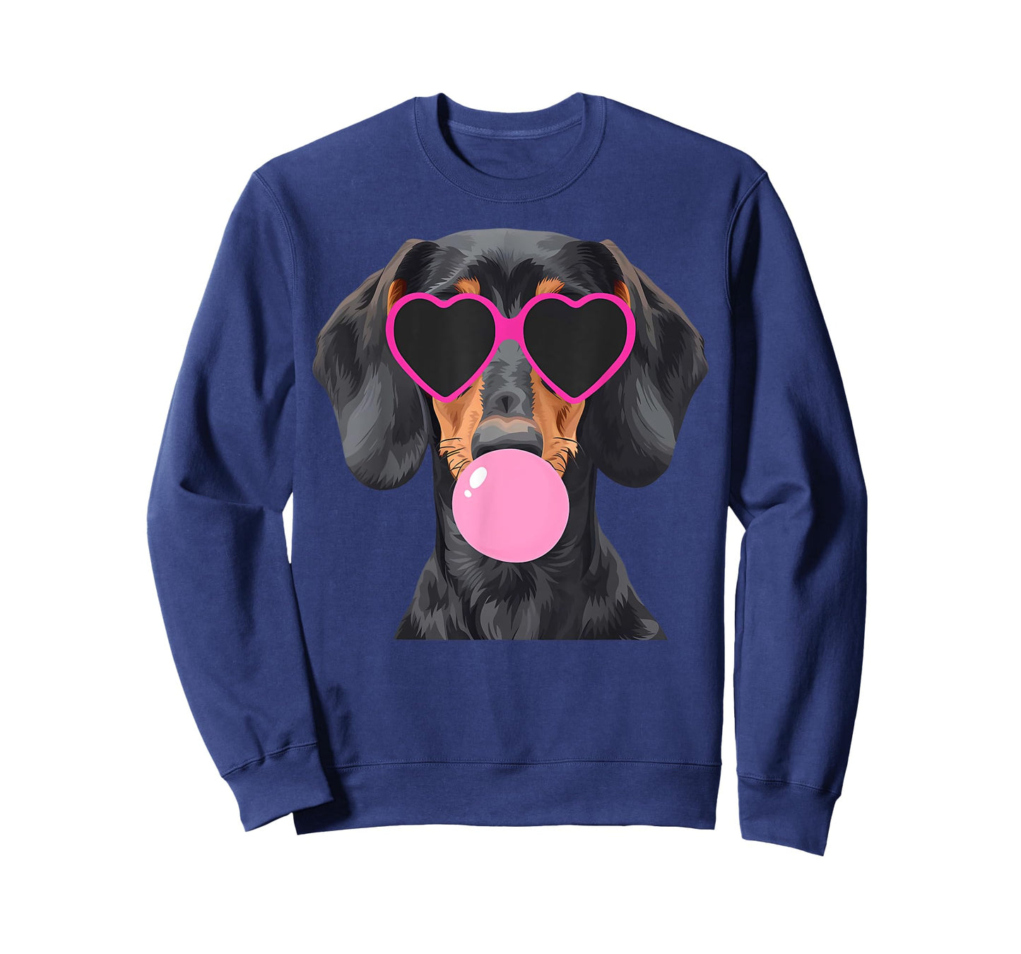 Funny Dachshund Wearing Glasses and Blowing Pink Bubble Gum T-Shirt