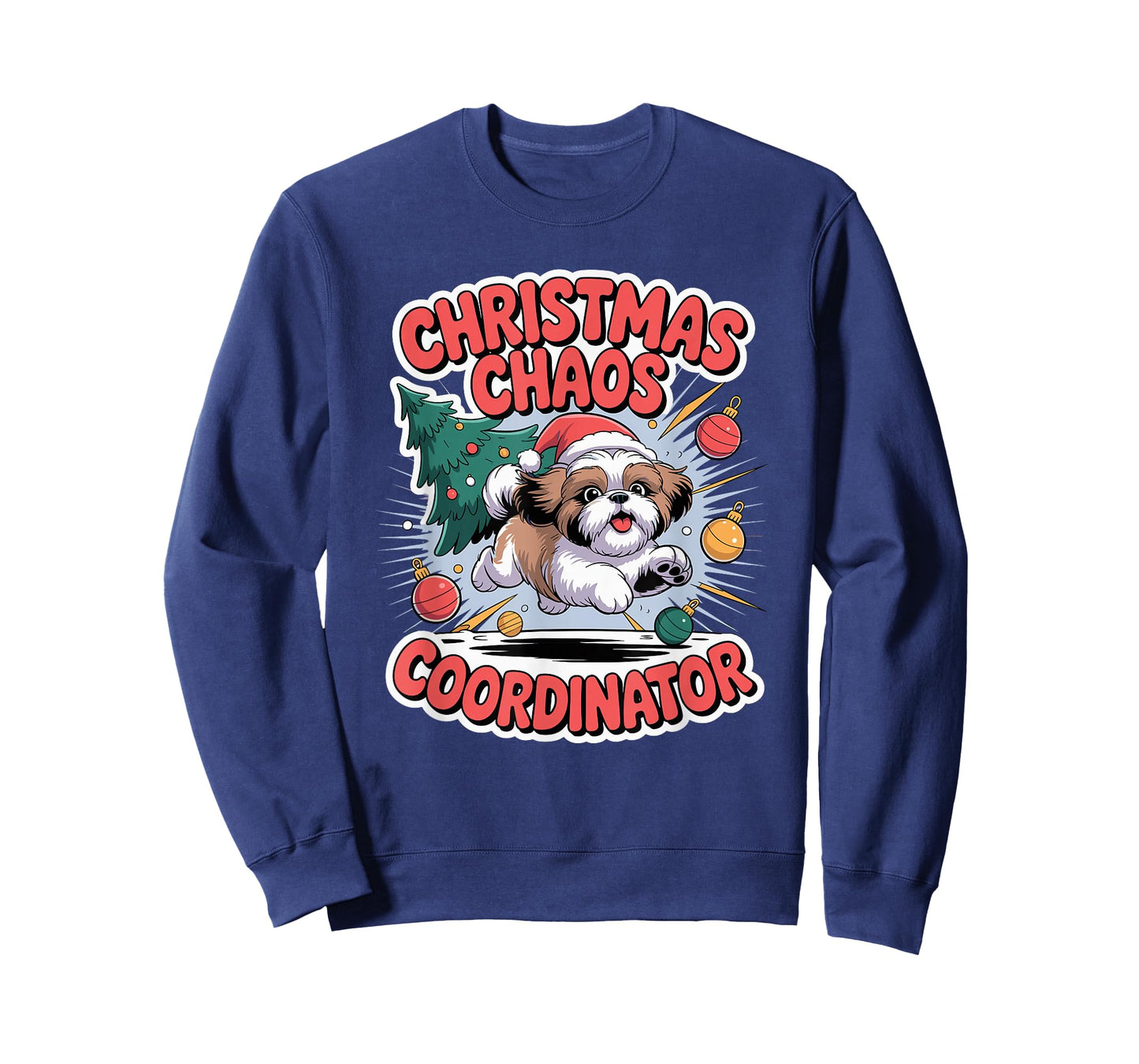 Christmas Chaos Coordinator Xmas Puppy Funny Shih Tzu T-Shirt