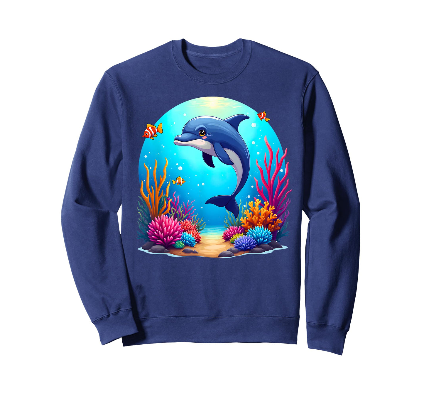 Cute Dolphin Ocean Life Underwater Scene Marine Animals T-Shirt