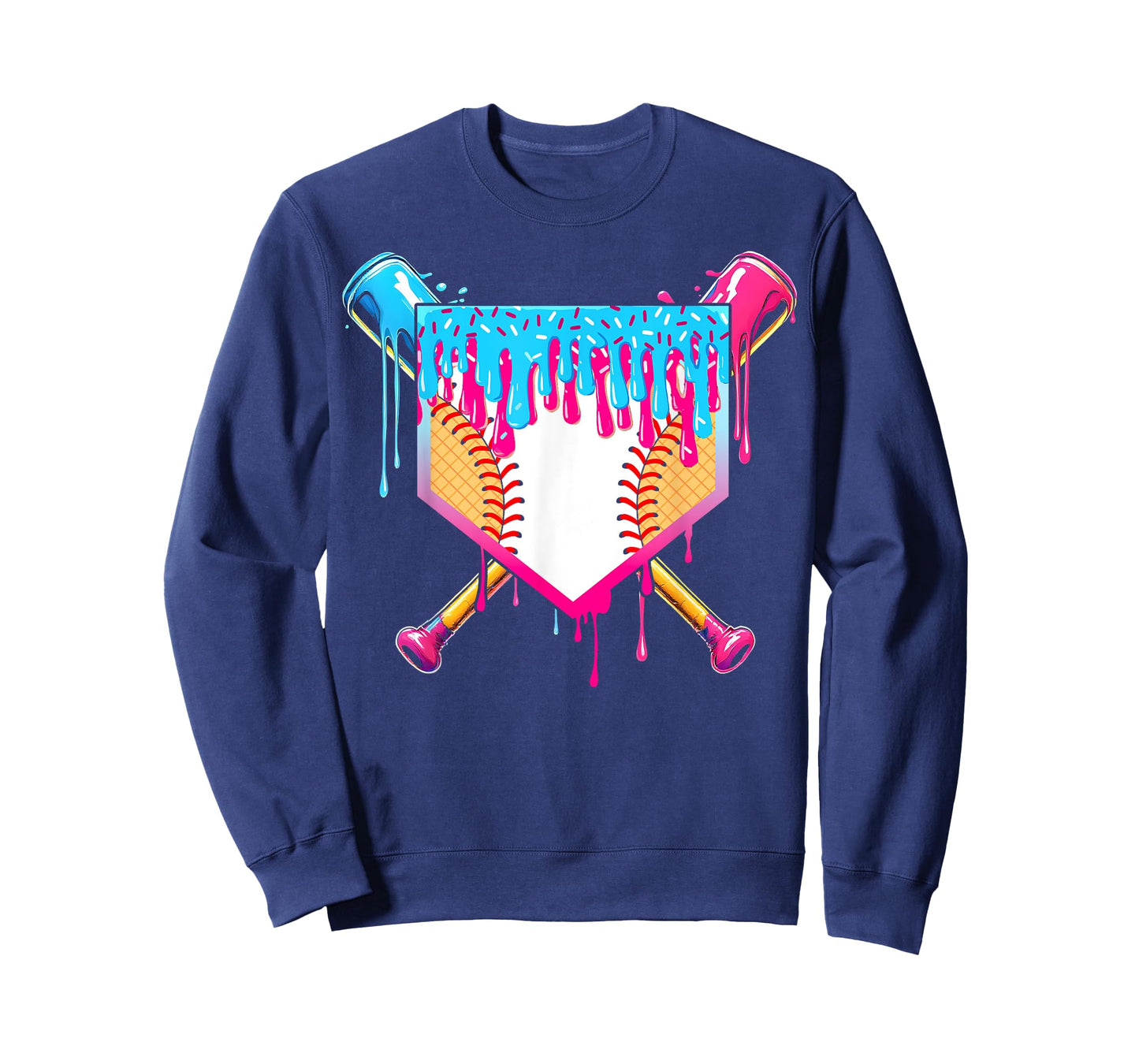 Baseball Drip Boy Ice Cream Sprinkle Youth Baseball Birthday T-Shirt