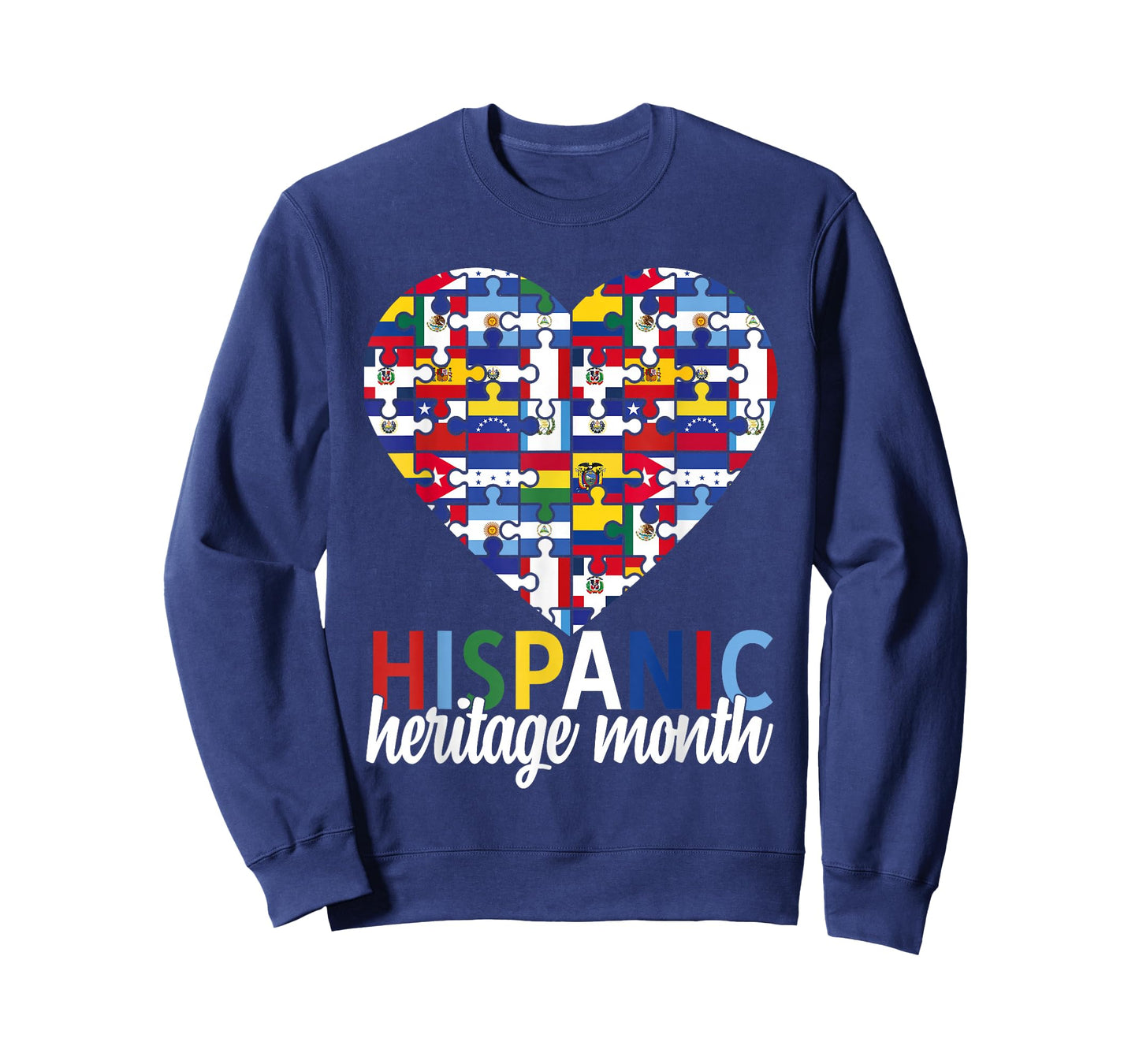 Hispanic Heritage Month All Countries Flags Heart Men Women T-Shirt