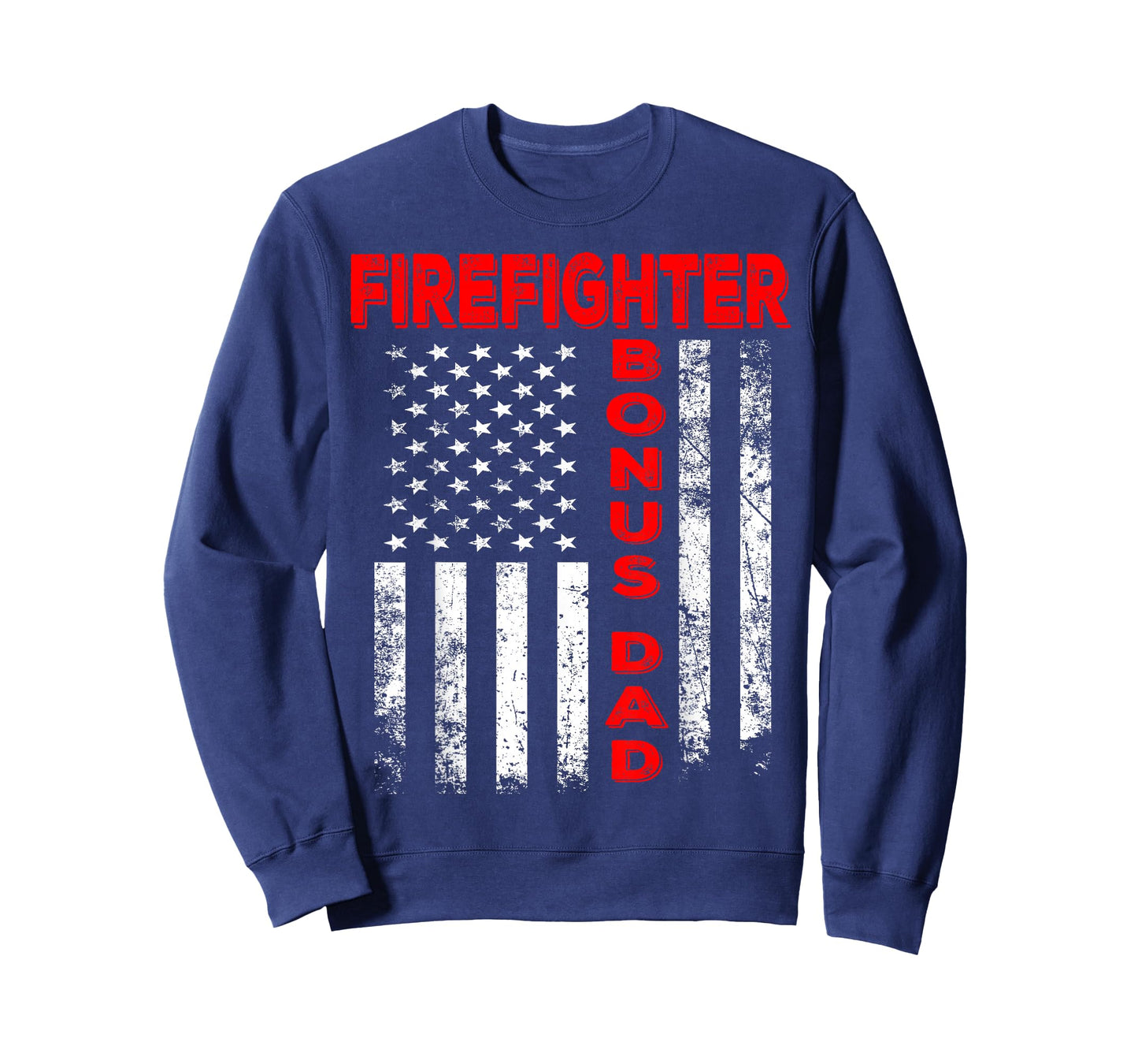 Firefighter Bonus Dad America Flag Father’s Day Vintage Xmas T-Shirt