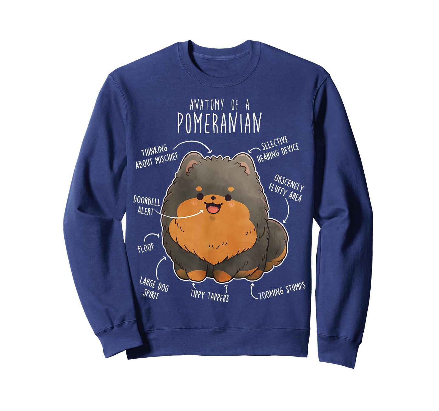 Black and Tan Pomeranian Dog Anatomy, Funny Cute Pet Pom Mom T-Shirt