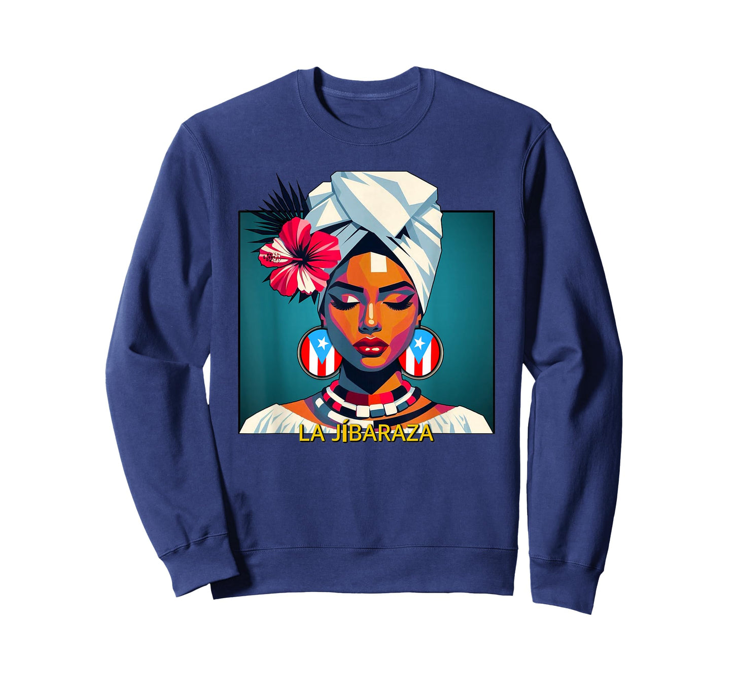 Jibaraza, Boricua Flag, Puerto Rican Jíbara Hibiscus Flower T-Shirt