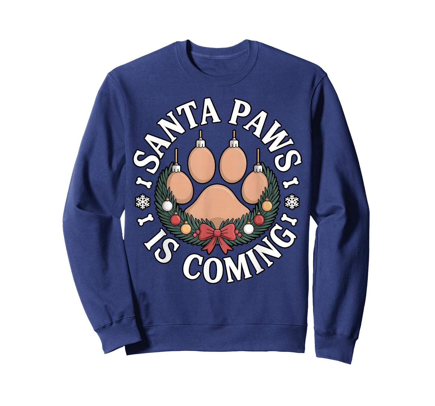 Santa Paws is Coming Funny Dog Christmas Men Women Kids T-Shirt
