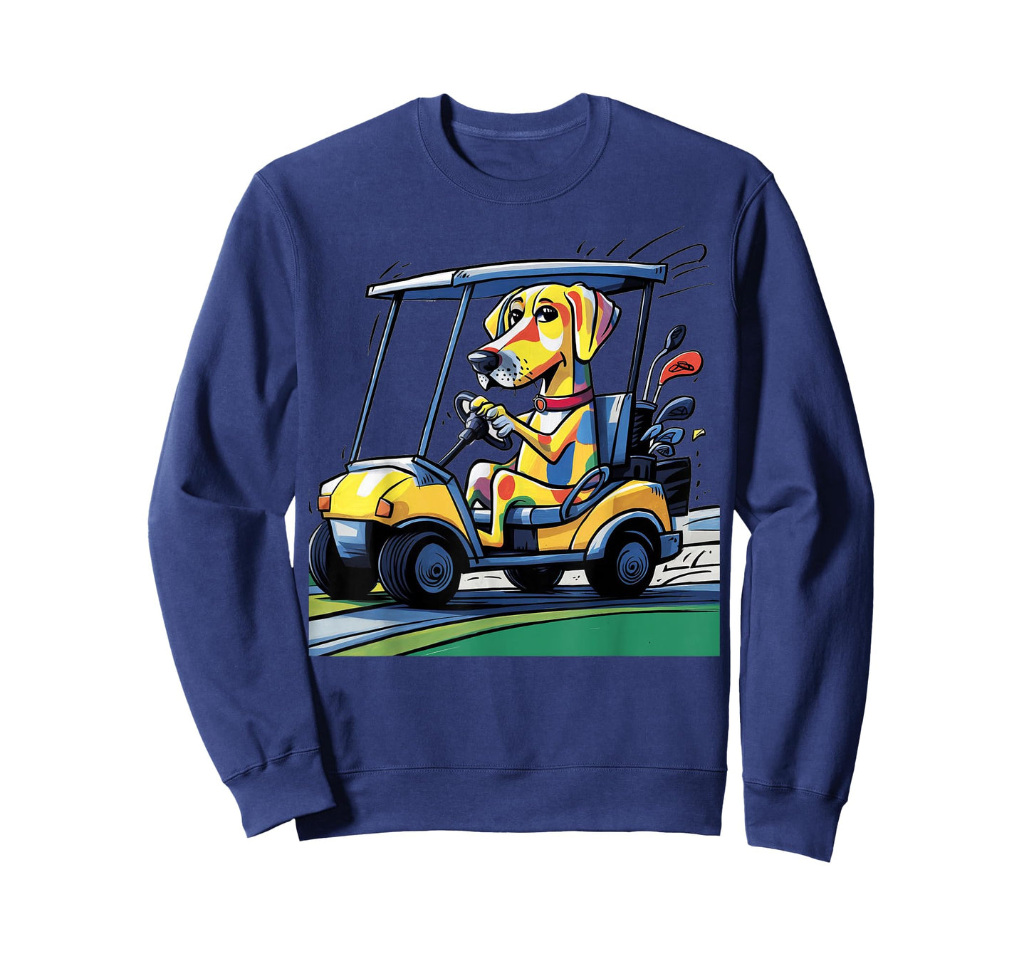 Smileteessports Funny Yellow Lab Dog Driving Golf Cart T-Shirt for Men Women Girls Kids