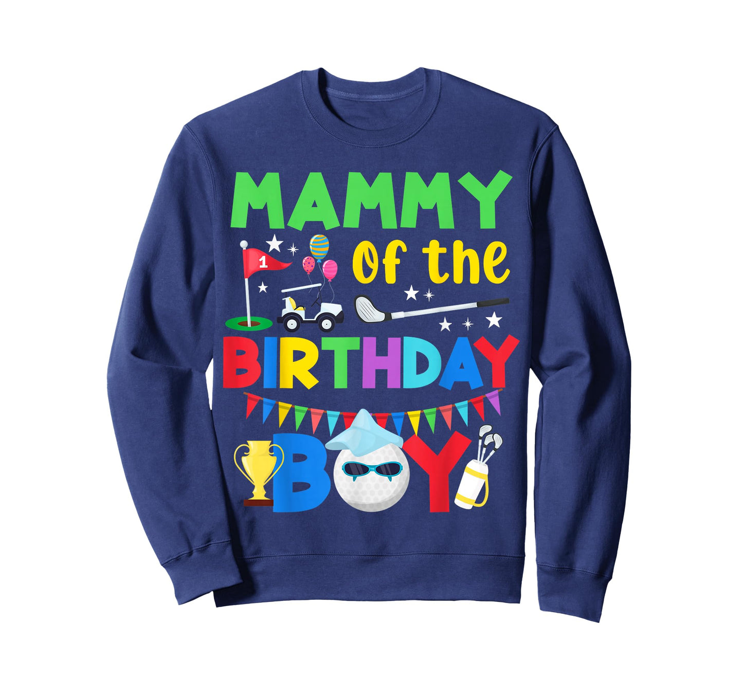 Golf Birthday Boy Party with Ball Cart Trophy for Mammy T-Shirt