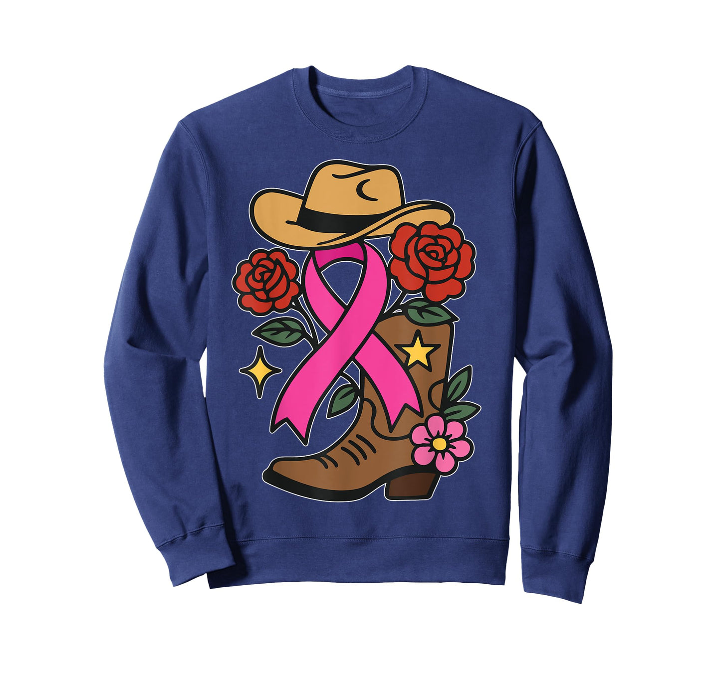 Western Breast Cancer Awareness Women Pink Ribbon Cowboy Hat T-Shirt