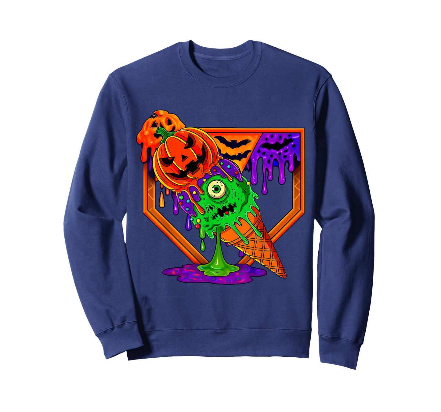 Funny Halloween Baseball Ice Cream Drip Boys Girls Youth T-Shirt