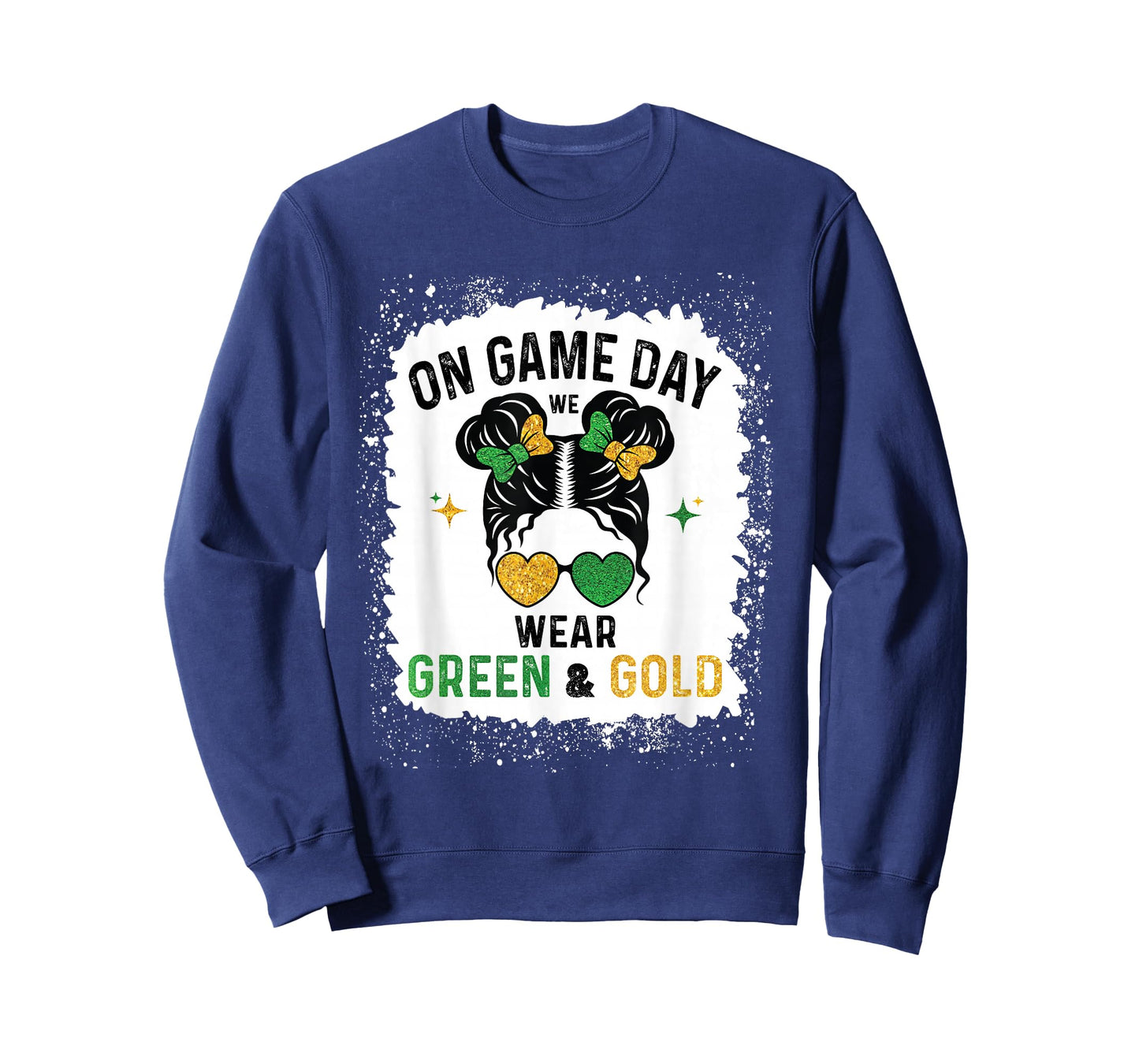 On Gameday We Wear Green and Gold Messy for Men Women Kids T-Shirt