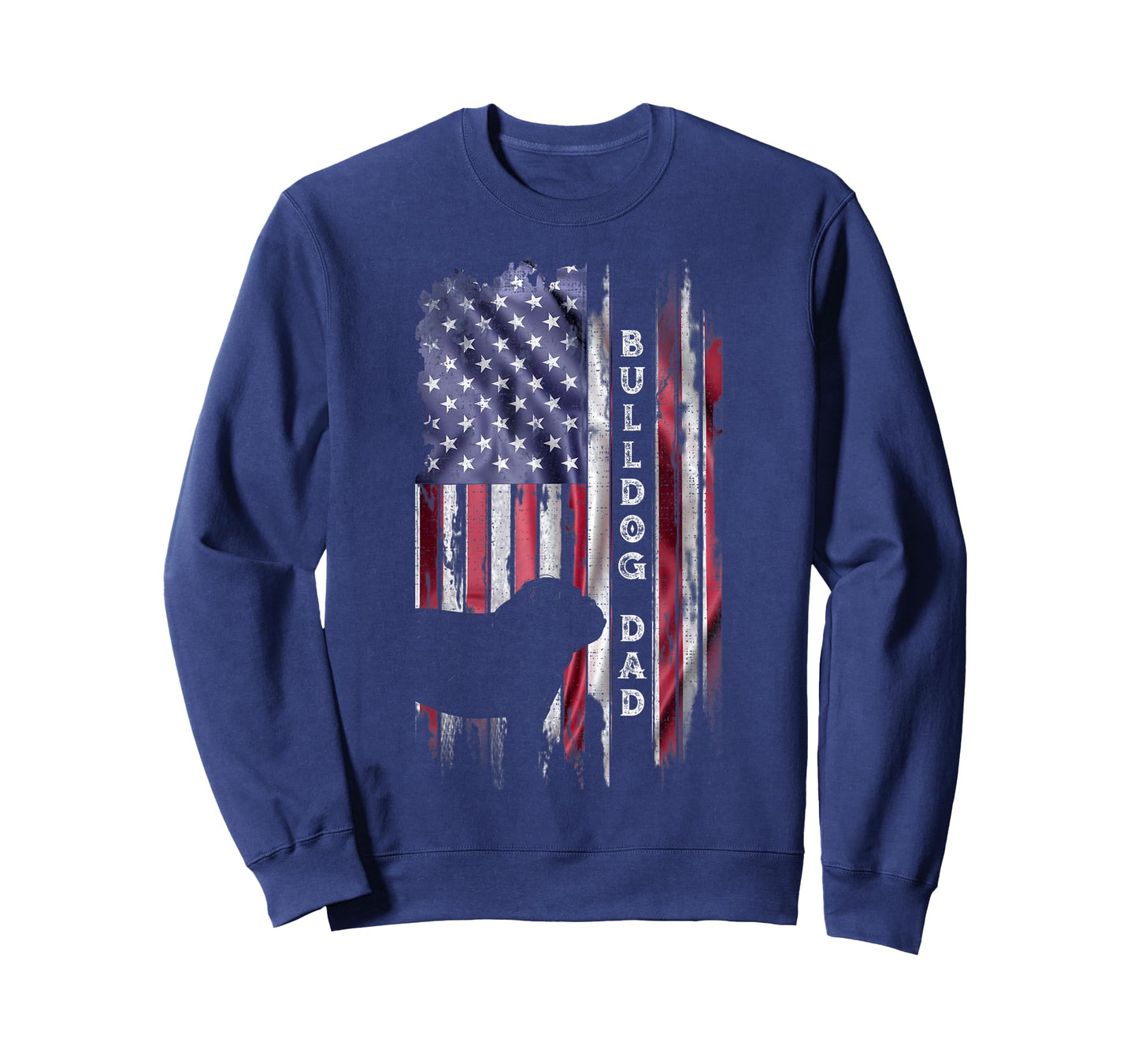 Vintage USA Flag Proud English Bulldog Dad Silhouette T-Shirt for Women Kids Men